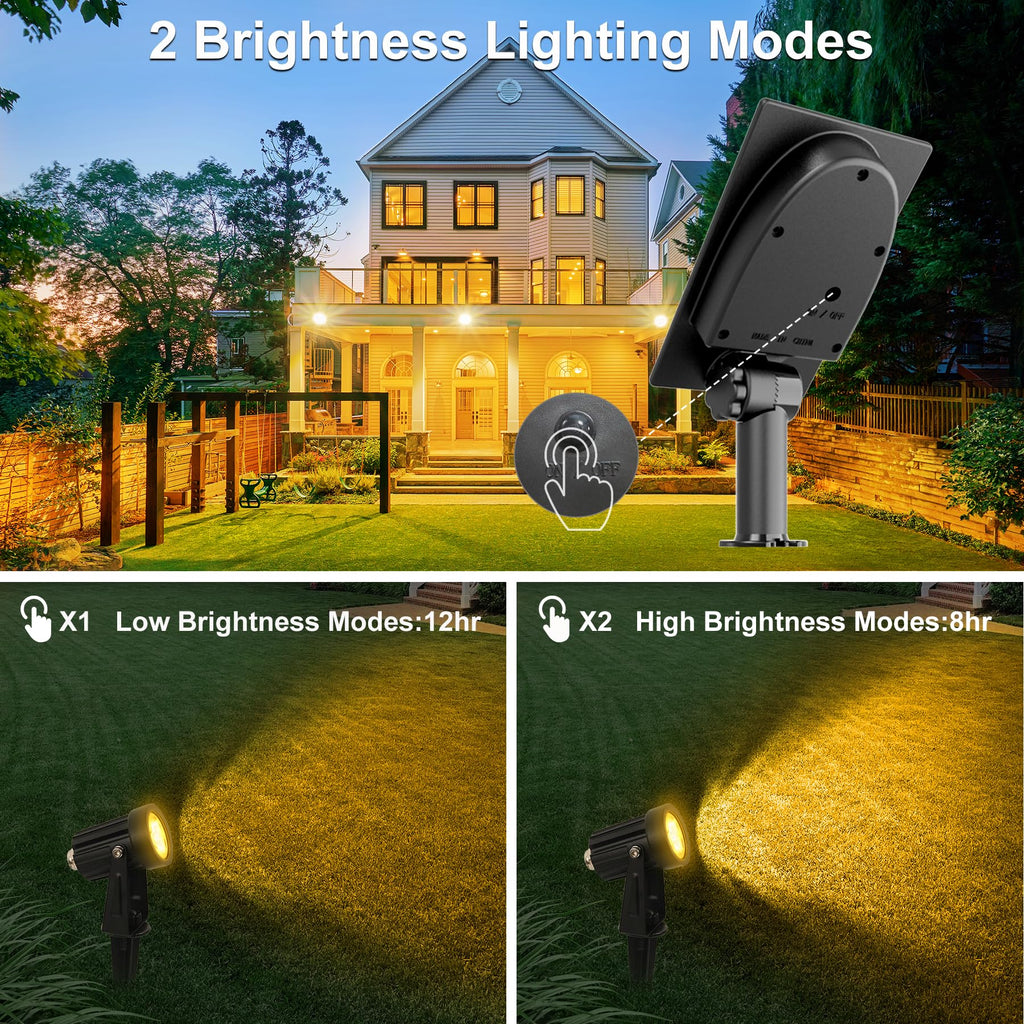 Solar Spot Lights Outdoor, Solar Landscape Spotlights IP65 Waterproof 9.8ft Cable,Auto On/Off Outdoor Wall Lights for Garden Yard Driveway Porch Walkway Pool (3000K Warm White)
