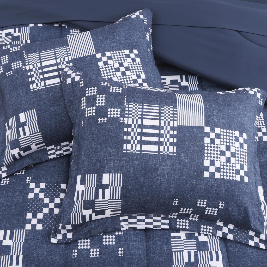 AMBERSPACE Plaid Twin XL Comforter Set Black, Reversible Checkered Bedding Set 5 Pieces for Boys Girls Teen, Lightweight Bed in a Bag for Dorm with Sheets, Pillowcase & Sham