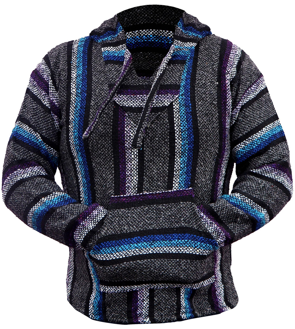 Del Mex Mexican Baja Hoodie Hippie Surf Poncho Sweater Sweatshirt Pullover Jerga