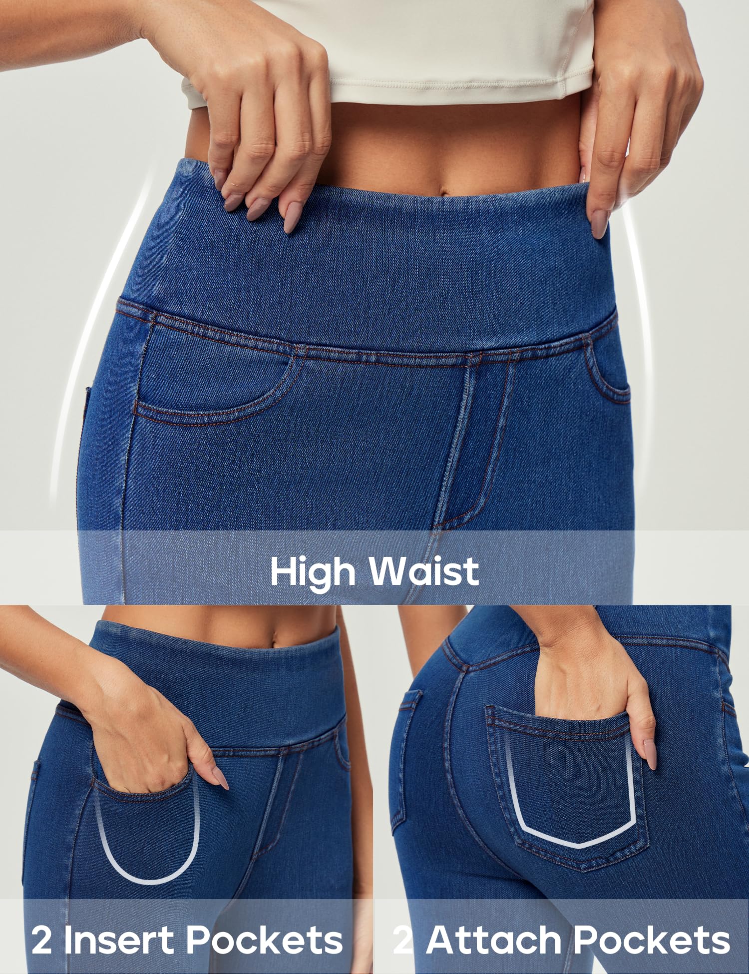 Heathyoga Stretchy Jeans for Women Trendy High Waist Pull On Jeggings Tummy Control Womens Skinny Jeans Leggings with Pockets
