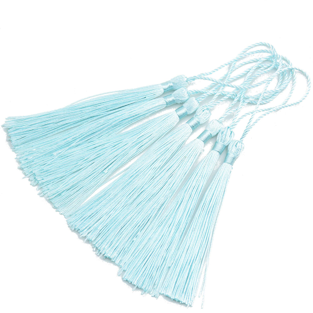 Makhry 100pcs 13cm/5 Inch Silky Floss Bookmark Tassels with 2-Inch Cord Loop and Small Chinese Knot for Jewelry Making, Souvenir, Bookmarks, DIY Craft Accessory (Dark Grey)