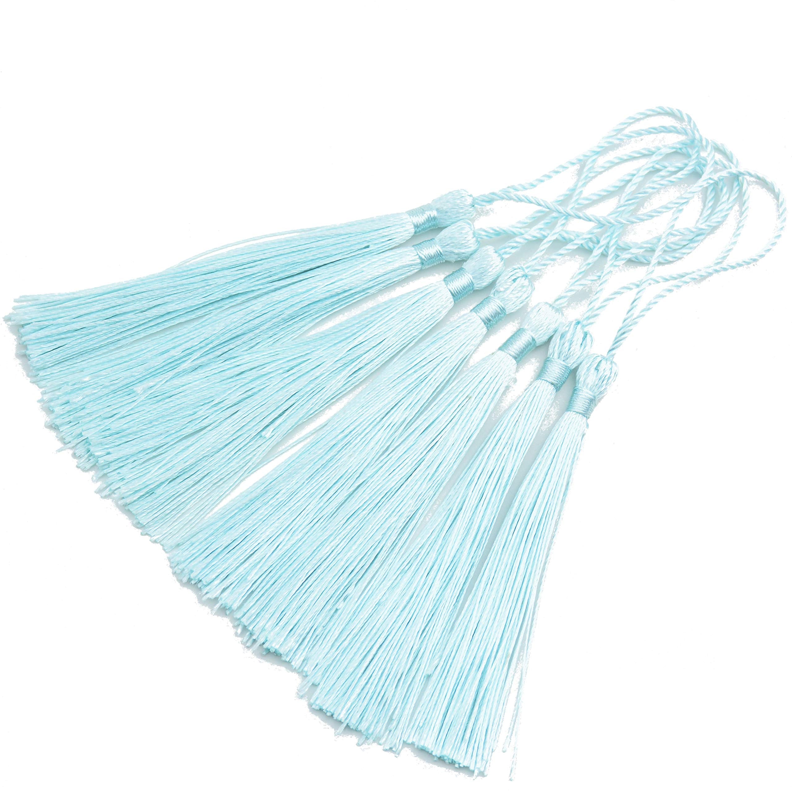 Makhry 100pcs 13cm/5 Inch Silky Floss Bookmark Tassels with 2-Inch Cord Loop and Small Chinese Knot for Jewelry Making, Souvenir, Bookmarks, DIY Craft Accessory (Dark Grey)