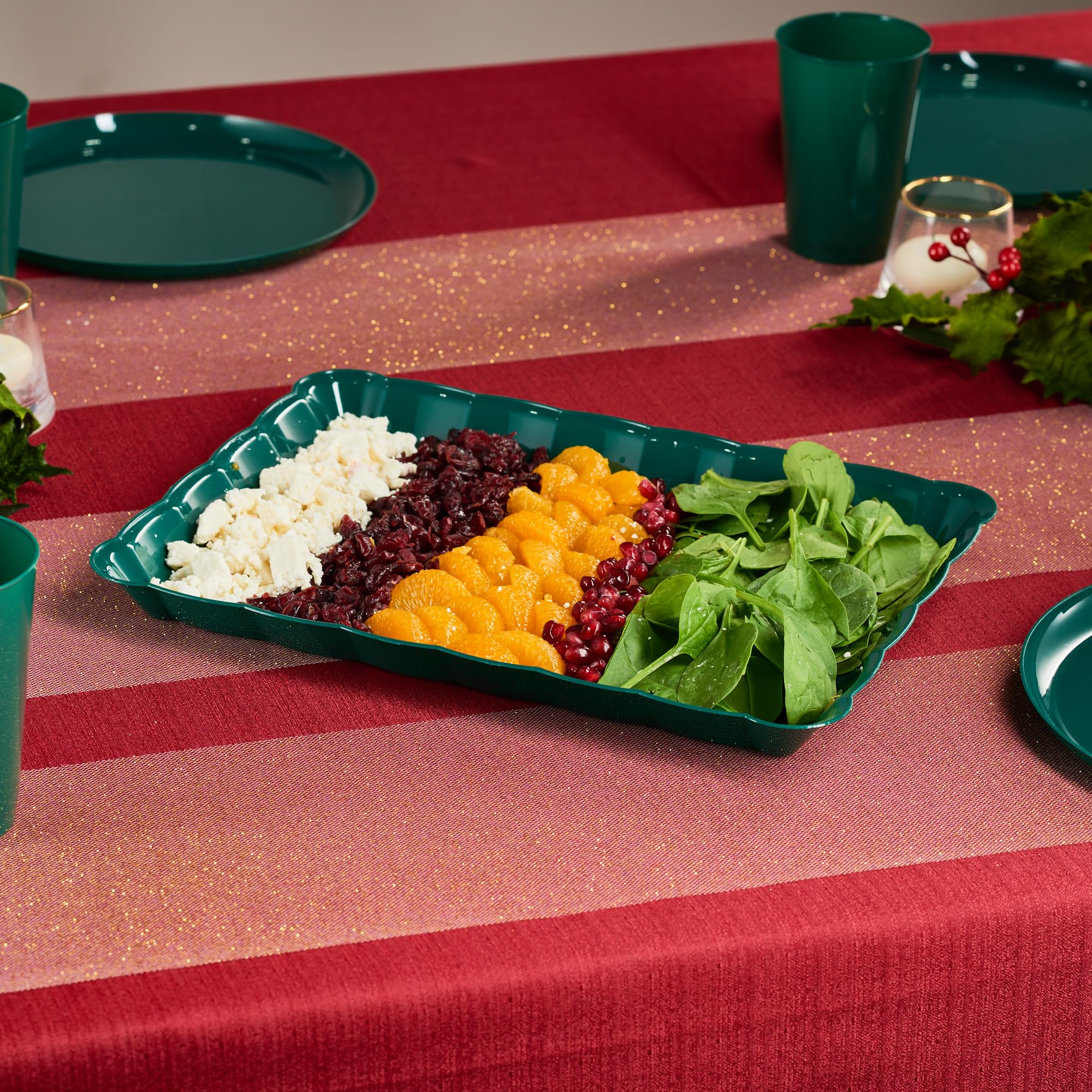 Plasticpro Plastic Serving Trays - Serving Platters Rectangle 9X13 Disposable Party Dish 4 Black Trays