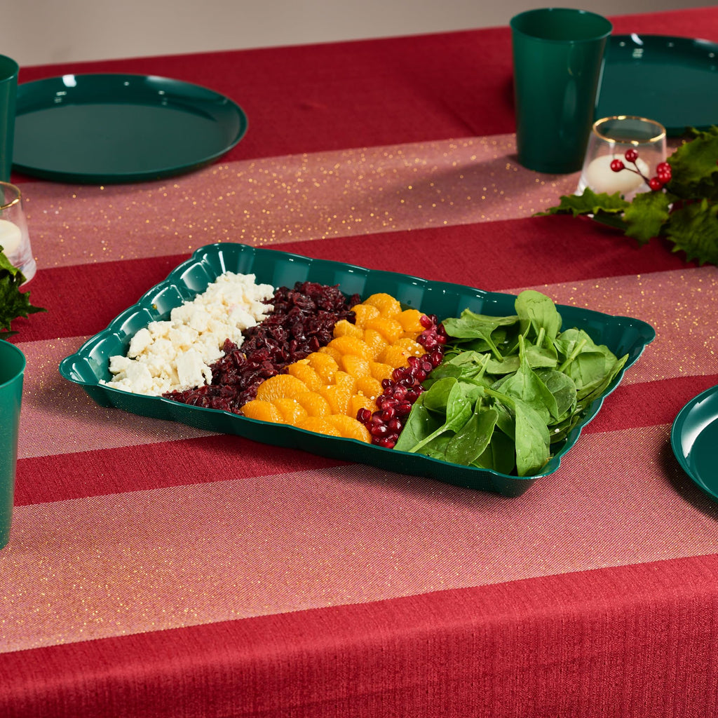 Plasticpro Plastic Serving Trays - Serving Platters Rectangle 9X13 Disposable Party Dish 4 Black Trays