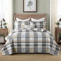 Yellow Quilts Queen Size, Paisley Comforter Set Queen Cotton Bed, Yellow Grey White Comforter, Striped Bedding Queen Size, Lightweight Luxury Bedspread,3 Piece