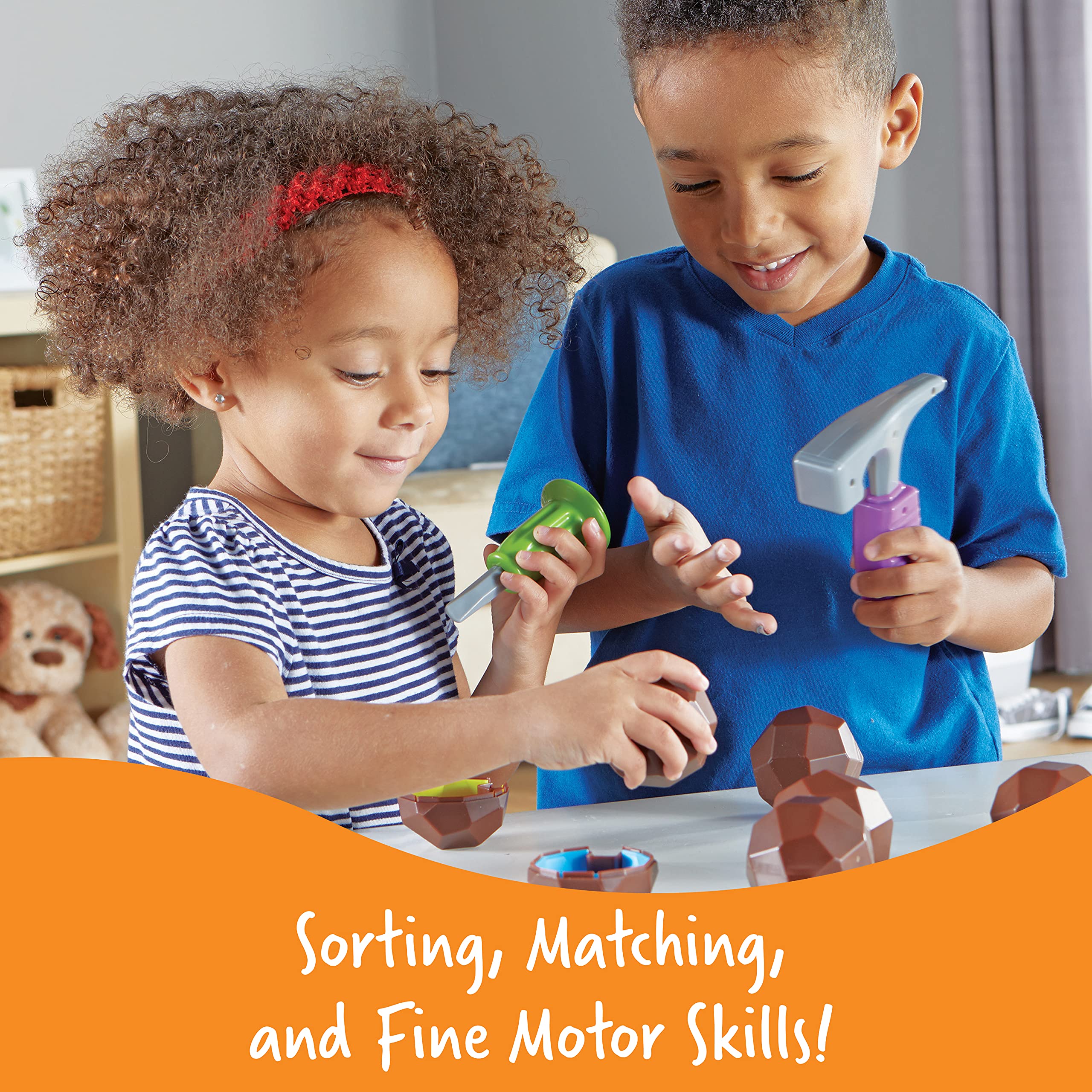 Learning Resources Rock 'n Gem Surprise - 19 Pieces, Ages 3+ Toddler Learning Toys, Sorting and Matching Toys, Early STEM for Kids
