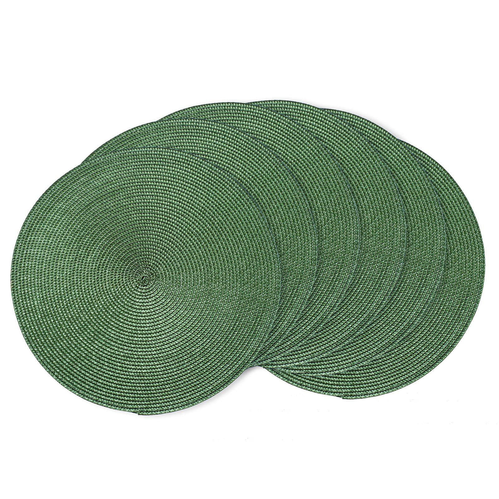 AHHFSMEI Round Placemats Set of 6 Heat Resistant Washable Non-Slip Woven Braided Table Mats for Dining Table Kitchen & Home Decor (Beige)