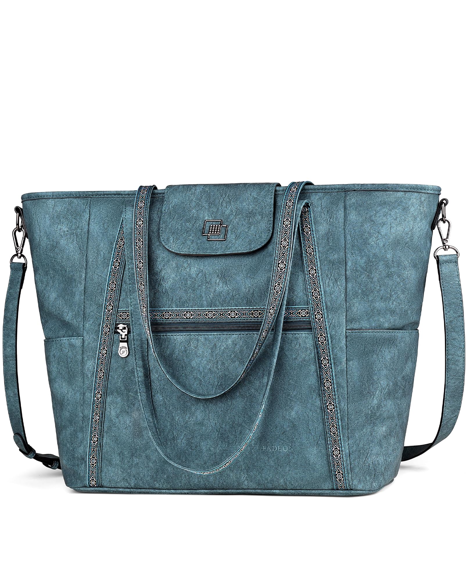 FADEON Large Laptop Tote Bag for Women Designer Leather Laptop Bag Fashion Travel Backpack Purse Shoulder Handbag