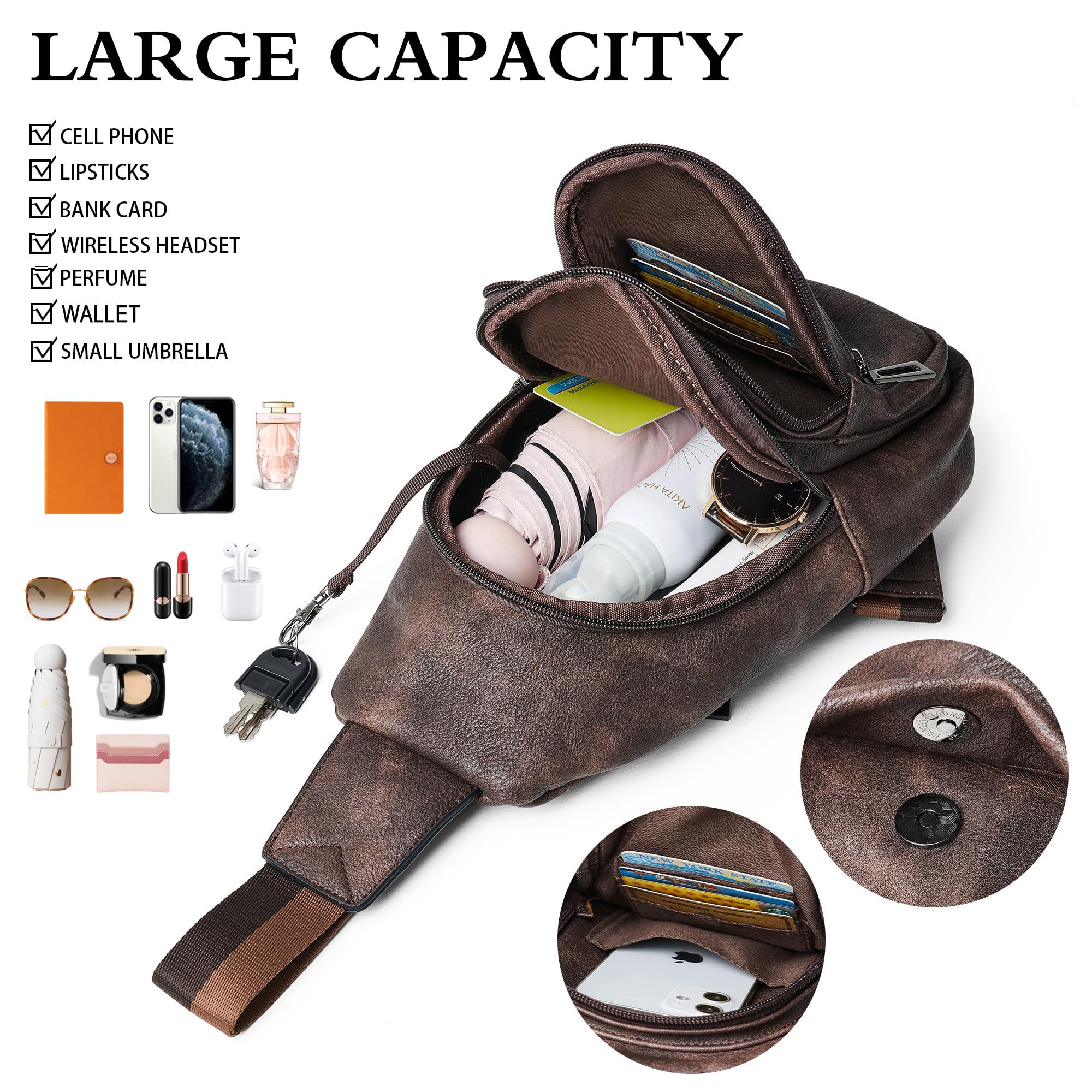 Sling Bag Crossbody Bags for Women Small Cross Body Bag Fanny Packs Chest Sling Purse for Daily Travel Leisure Sport