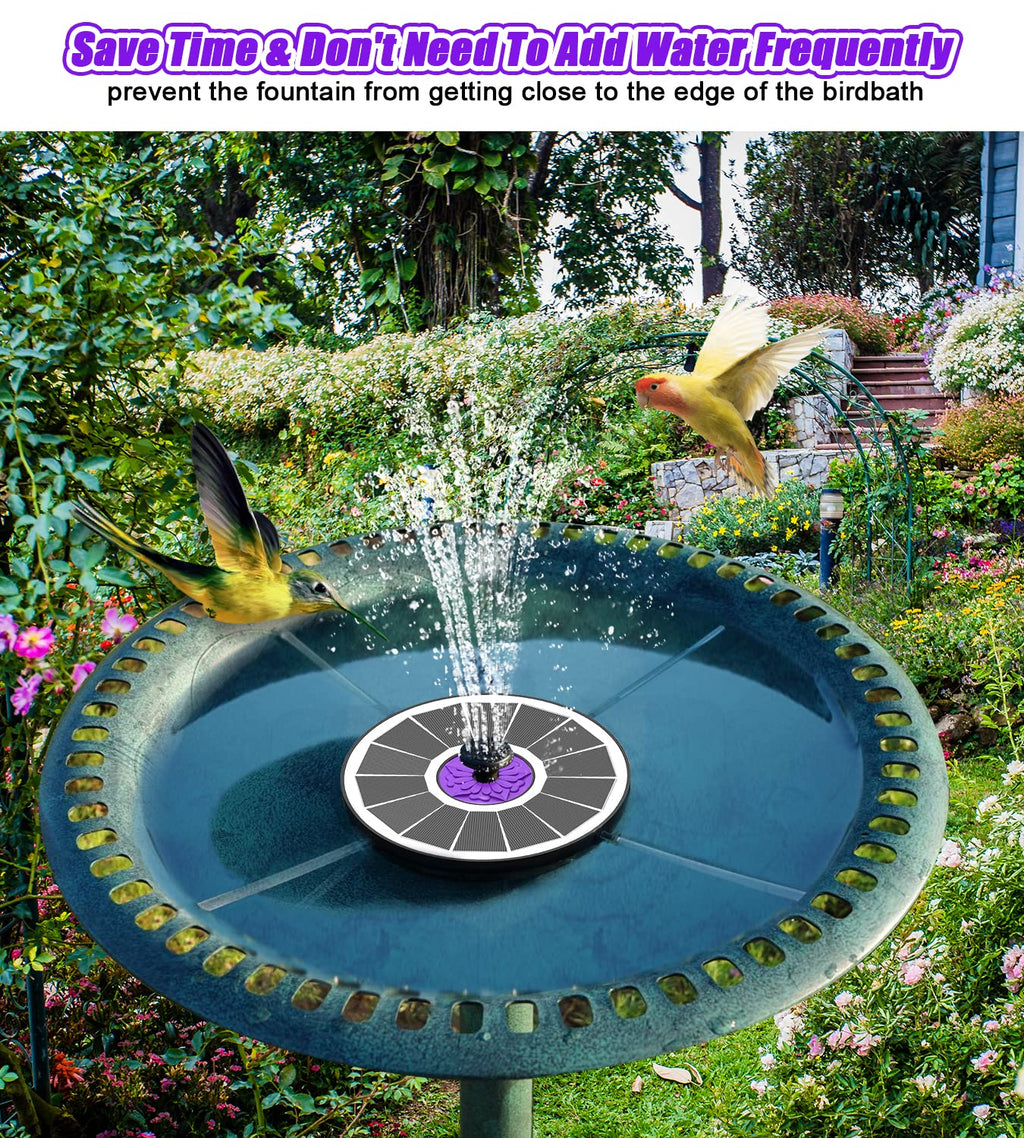 SZMP Solar Fountain 3.5W Bird Bath Fountains with Flower Upgraded Glass Panel, Solar Powered Water Fountain with 7 Nozzles & 4 Fixer, Solar Fountain Pump for Bird Bath, Garden, Pond, Outdoor -Black