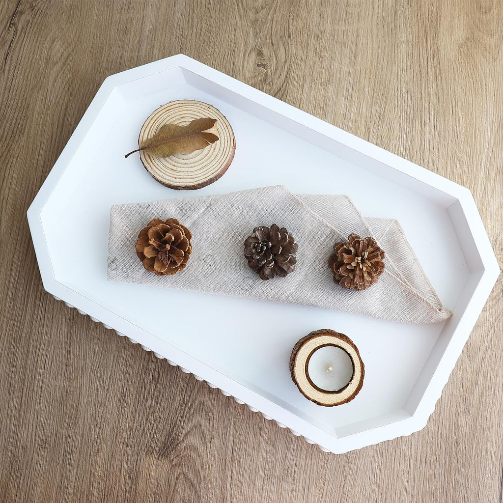 Hrastany Wood Rustic Serving Tray with Beads, Farmhouse Black Decorative Tray for Table Centerpiece, Christmas Wedding Halloween Home Decor