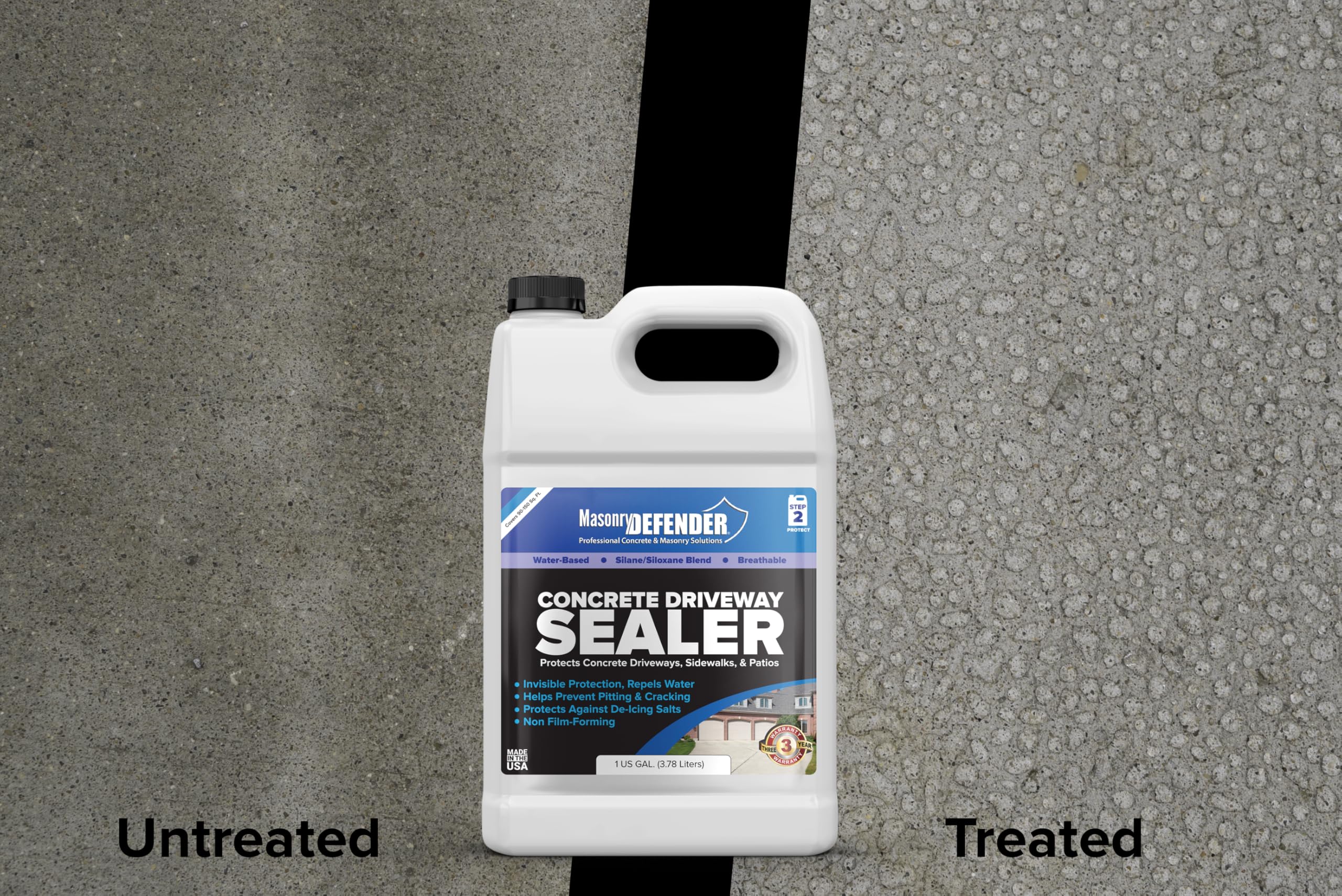 MasonryDefender Concrete Sealer - Deep Penetrating Water Repellent, Silane Siloxane - 1 Gallon