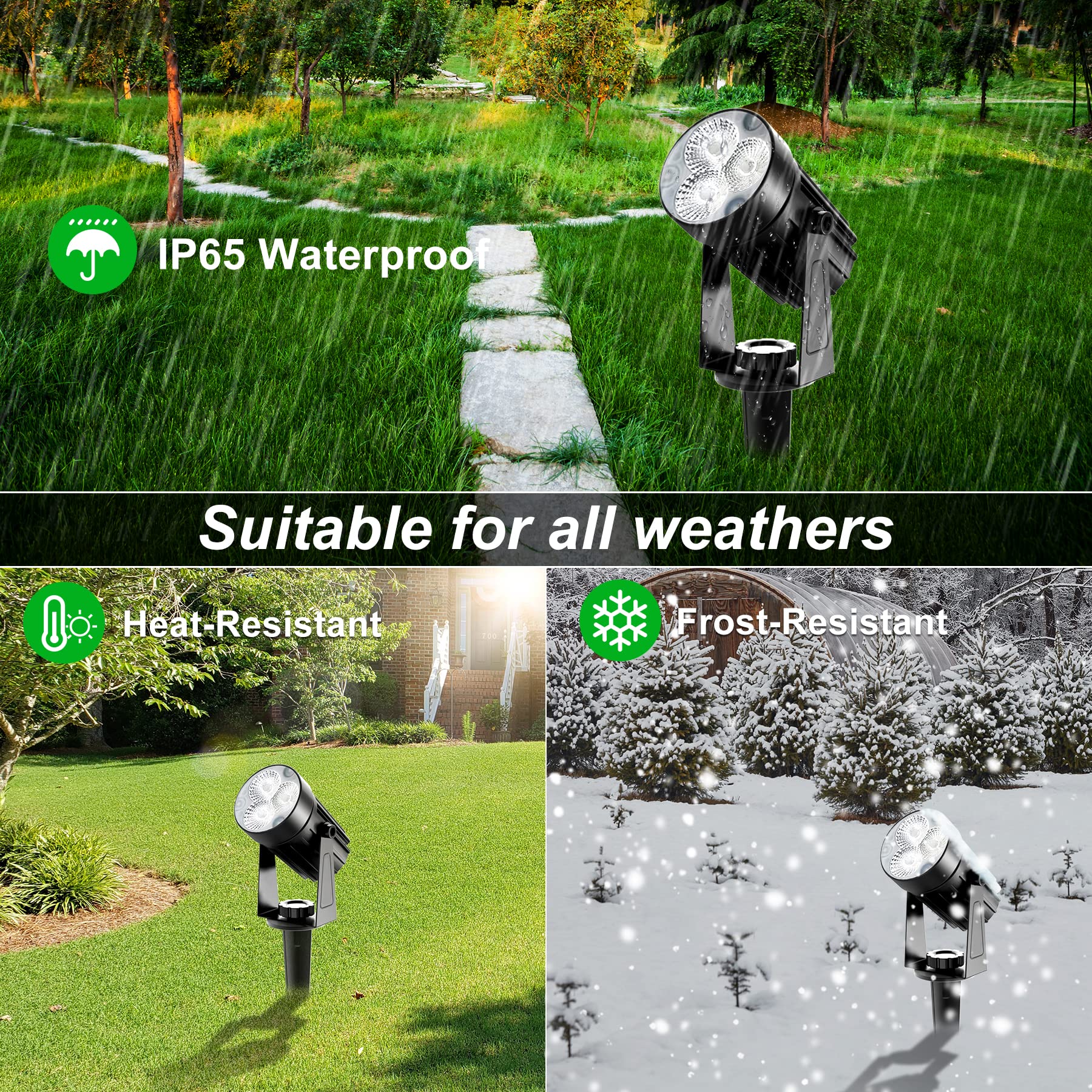 Solar Spot Lights Outdoor, Solar Landscape Spotlights IP65 Waterproof 9.8ft Cable,Auto On/Off Outdoor Wall Lights for Garden Yard Driveway Porch Walkway Pool (3000K Warm White)