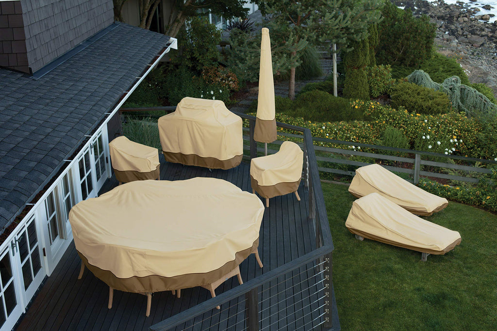 Classic Accessories Veranda Water-Resistant 108 Inch Rectangular/Oval Patio Table & Chair Set Cover, Outdoor Table Cover