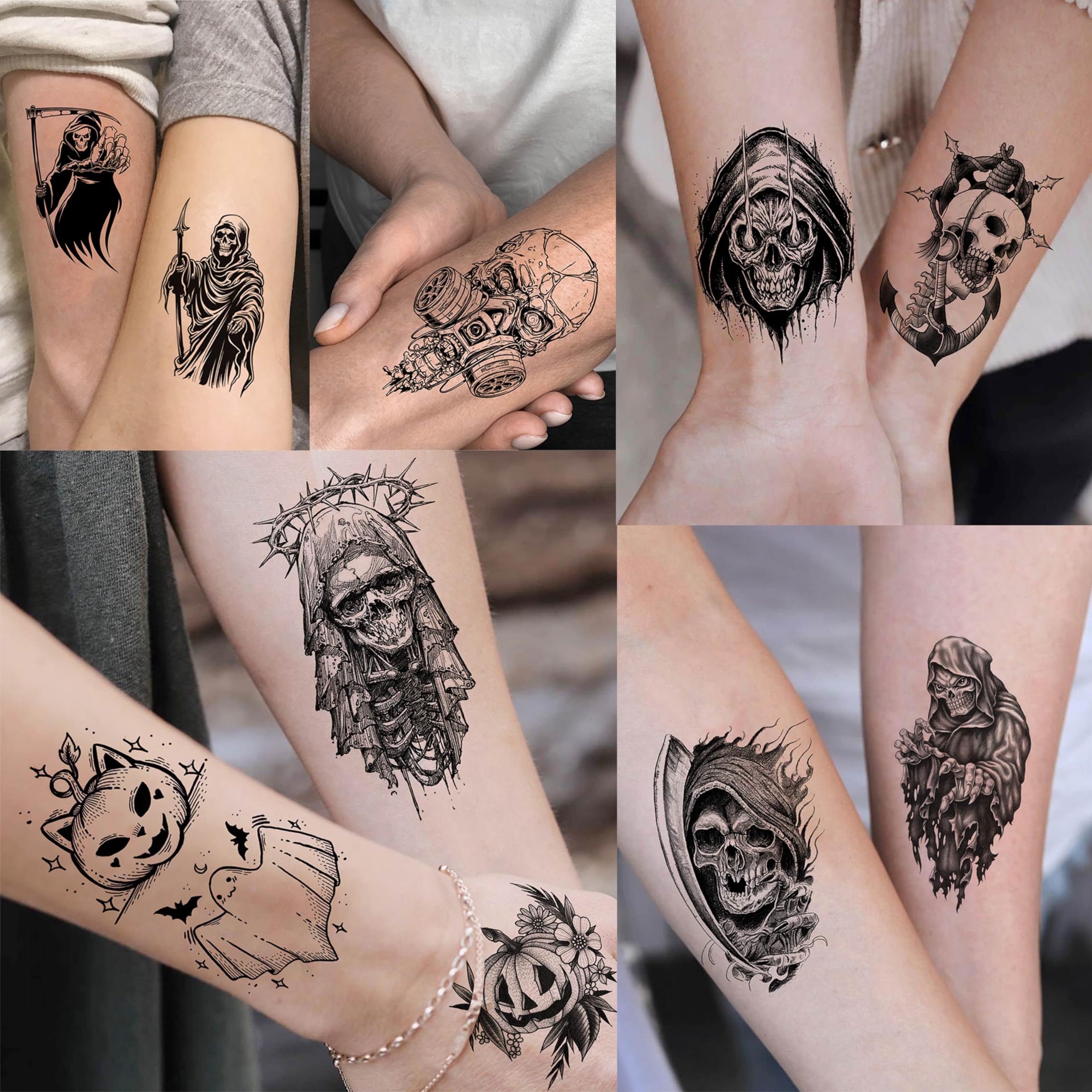 EGMBGM 52 Sheets Tiny Small Temporary Tattoos For Kids Boys Girls, Tribal Animals Butterfly Anchor Compass Tattoo Stickers For Men Women, 3D Cute Flower Fake Face Tatoo Kits Sets For Neck Arm Hands