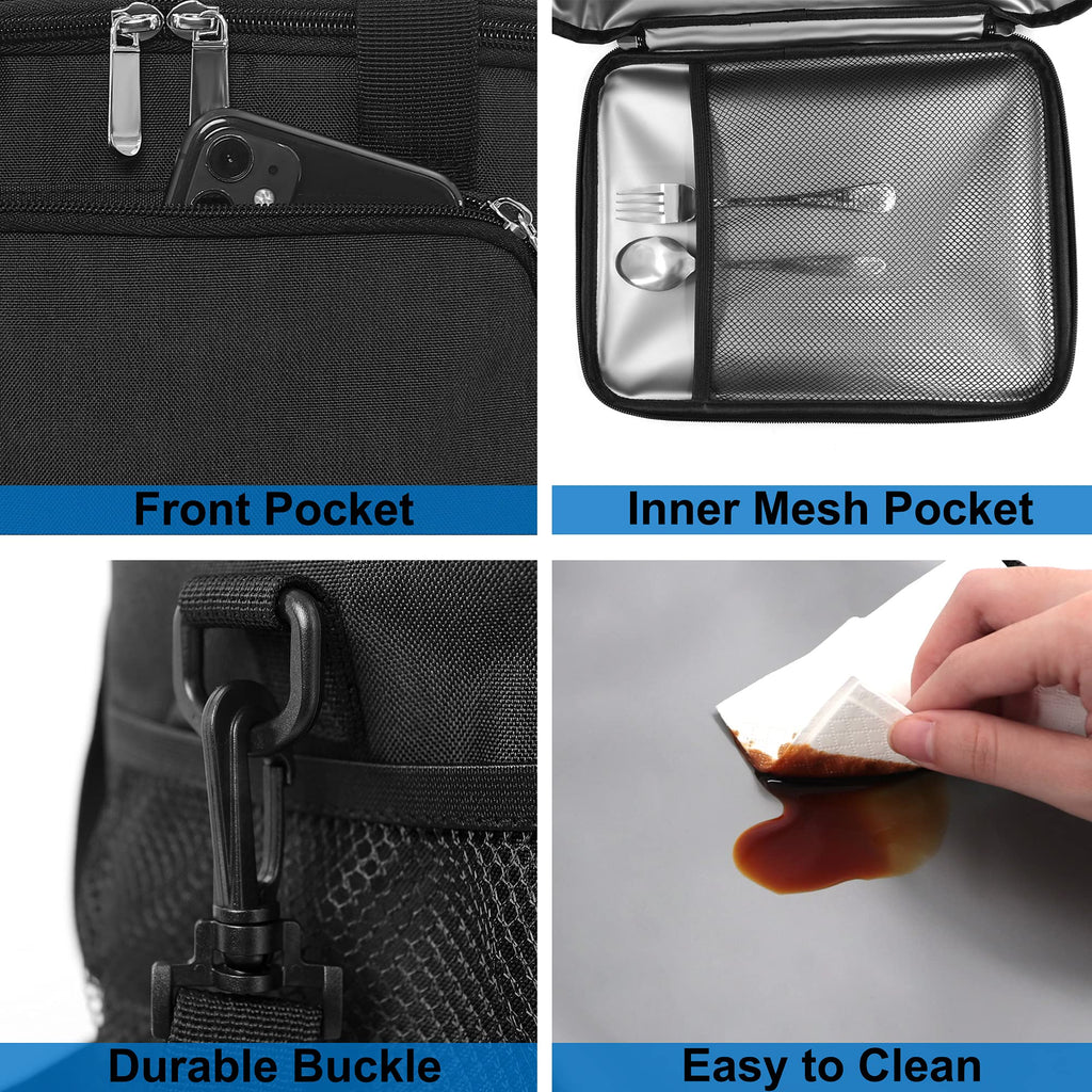 Femuar Lunch Bags for Women/Men, Insulated Lunch Bag for Work Office Picnic - Large Lunch Cooler Bag Leakproof Lunch Box with Adjustable Shoulder Strap for Adults - Grey (15L)