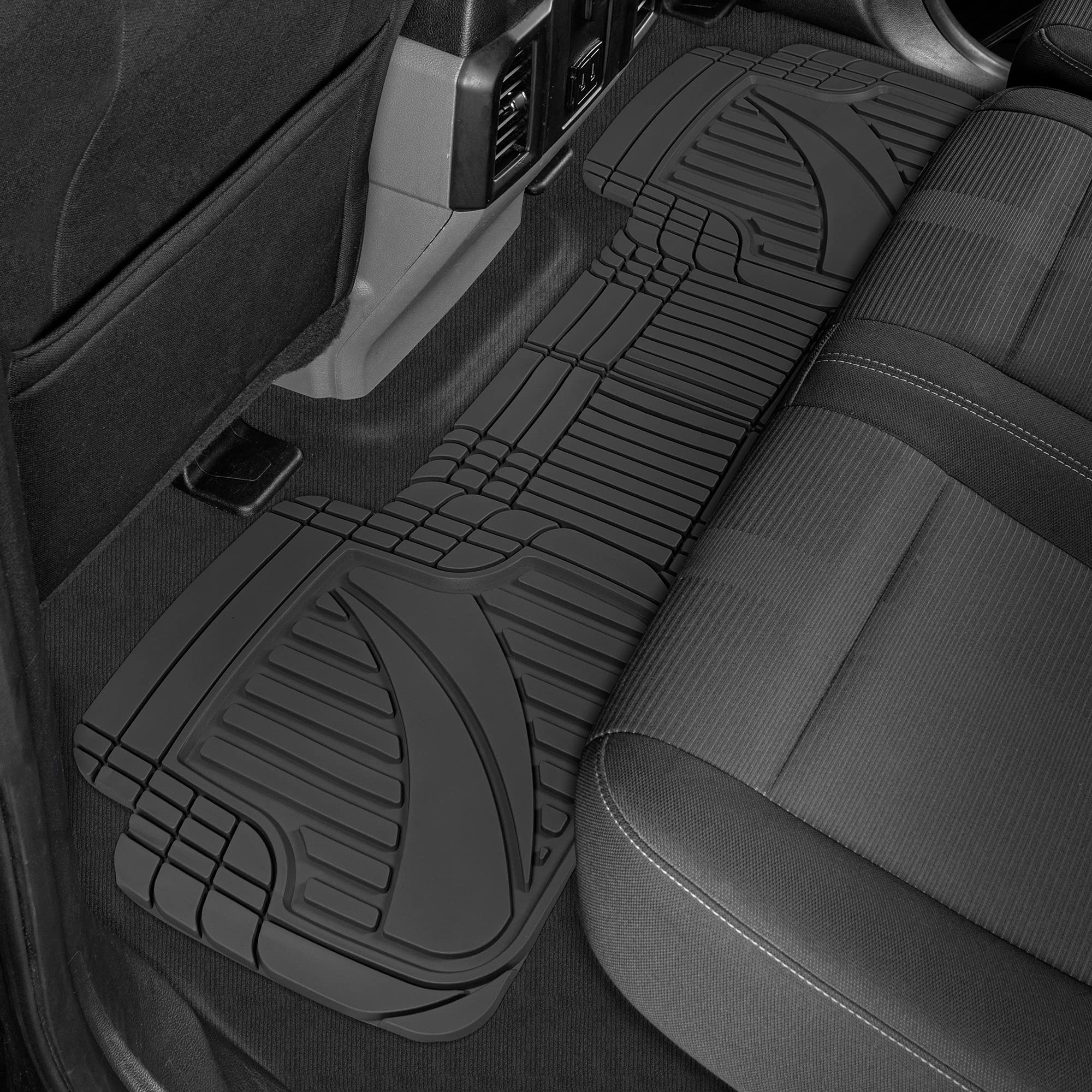 Motor Trend FlexTough™ Heavy Duty Rubber Black Car Floor Mats All Weather & Jumbo SUV Cargo Liner Full Set - Universal Trim to Fit Automotive Floor Mats & Trunk Mats for Cars Interior Accessories