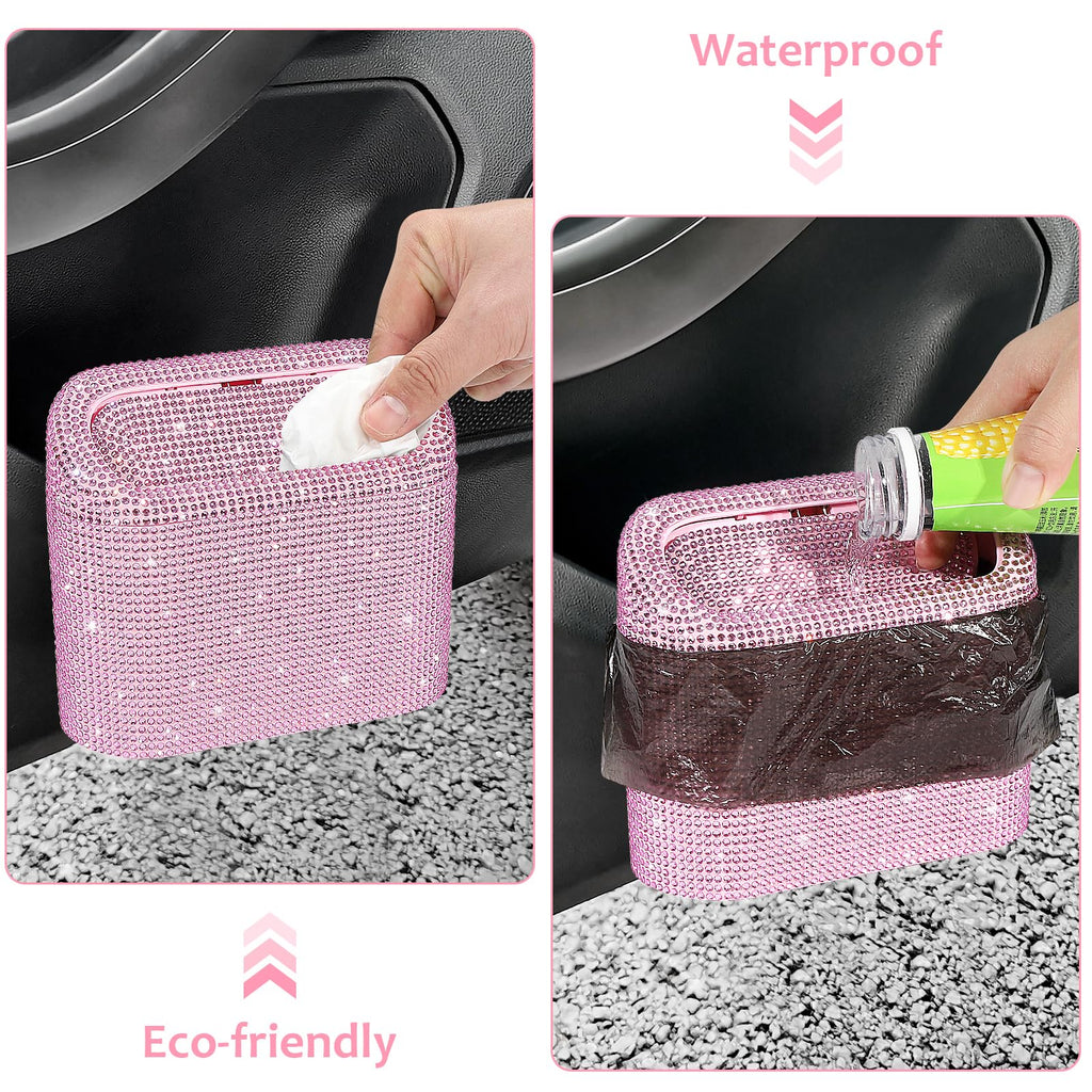Accmor Car Trash Can with Lid, Mini Auto Dustbin Garbage Organizer with 30 Pcs Plastic Trash Bag, Automotive Garbage Container Bin for Vehicle, Home, Office