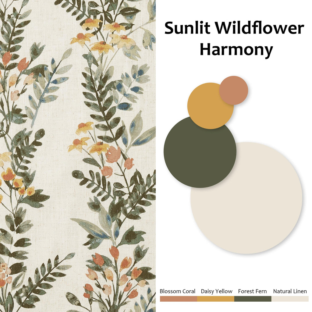 Kayne Studio Pinch Pleated Full Blackout Window Curtain Panels Botanical Floral Boho Leaf Print Country Farmhouse GreenYellow Room Darkening Thermal Insulated Window Treatment Bedroom,40"x84",2 Panels