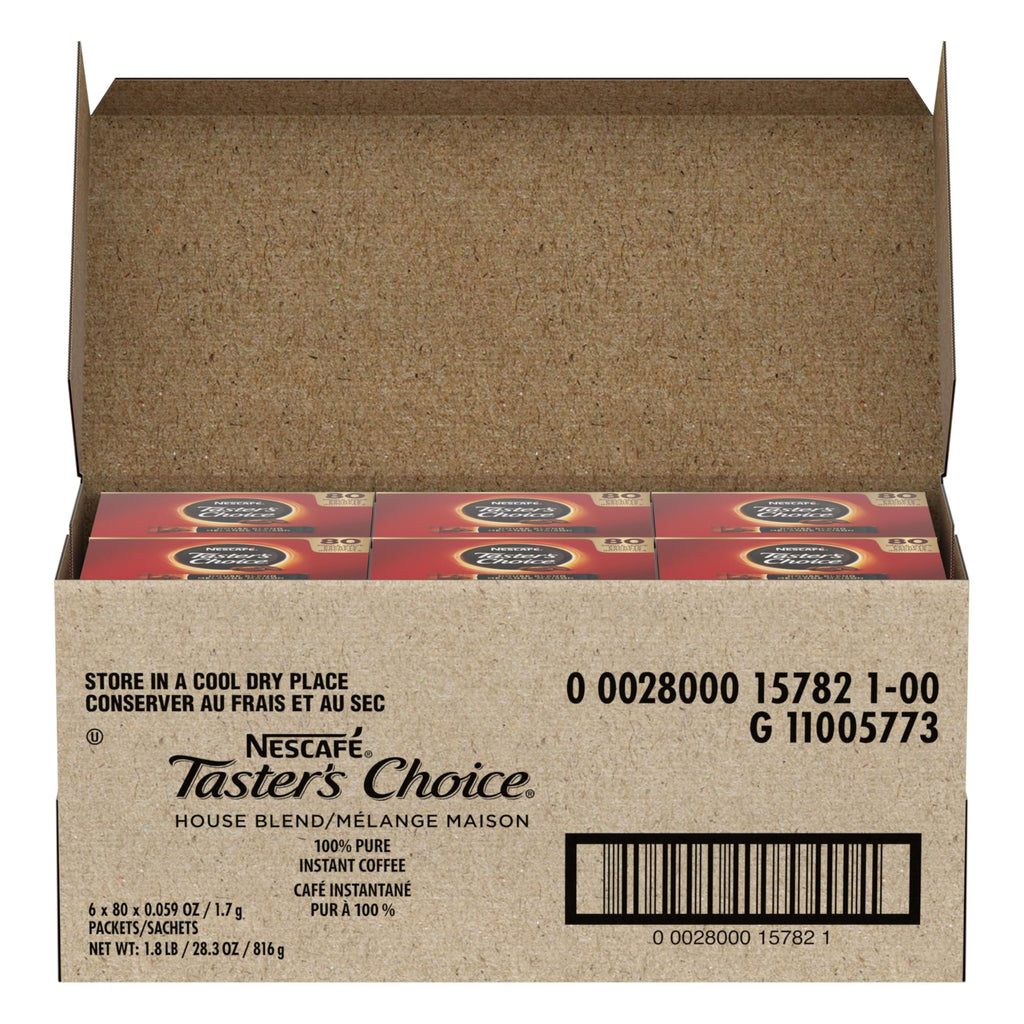 Nescafe Instant Coffee Packets, Decaf, Taster's Choice Light Roast, 80 Singles (Pack of 6)