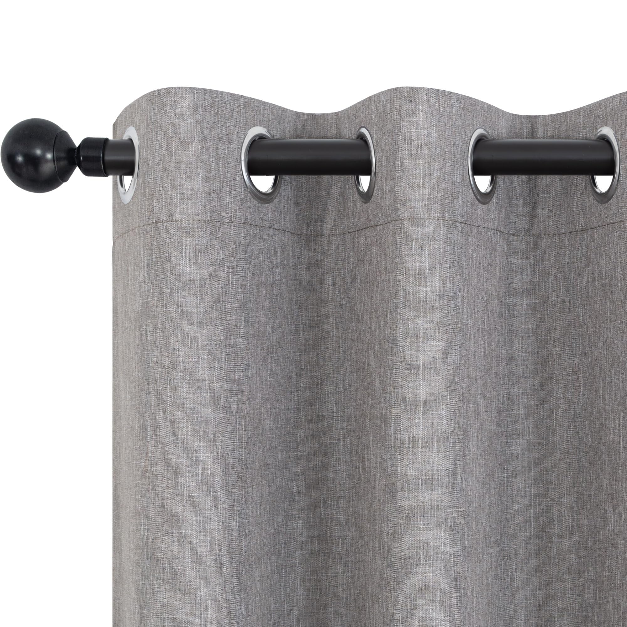 Short Small Linen Blackout Curtains 54 Inch Length 2 Panels Set for Bedroom Living Room Grommet 100% Black Out Linen Drapes Room Darkening Window Curtains 54 Inches Long Dark Gray