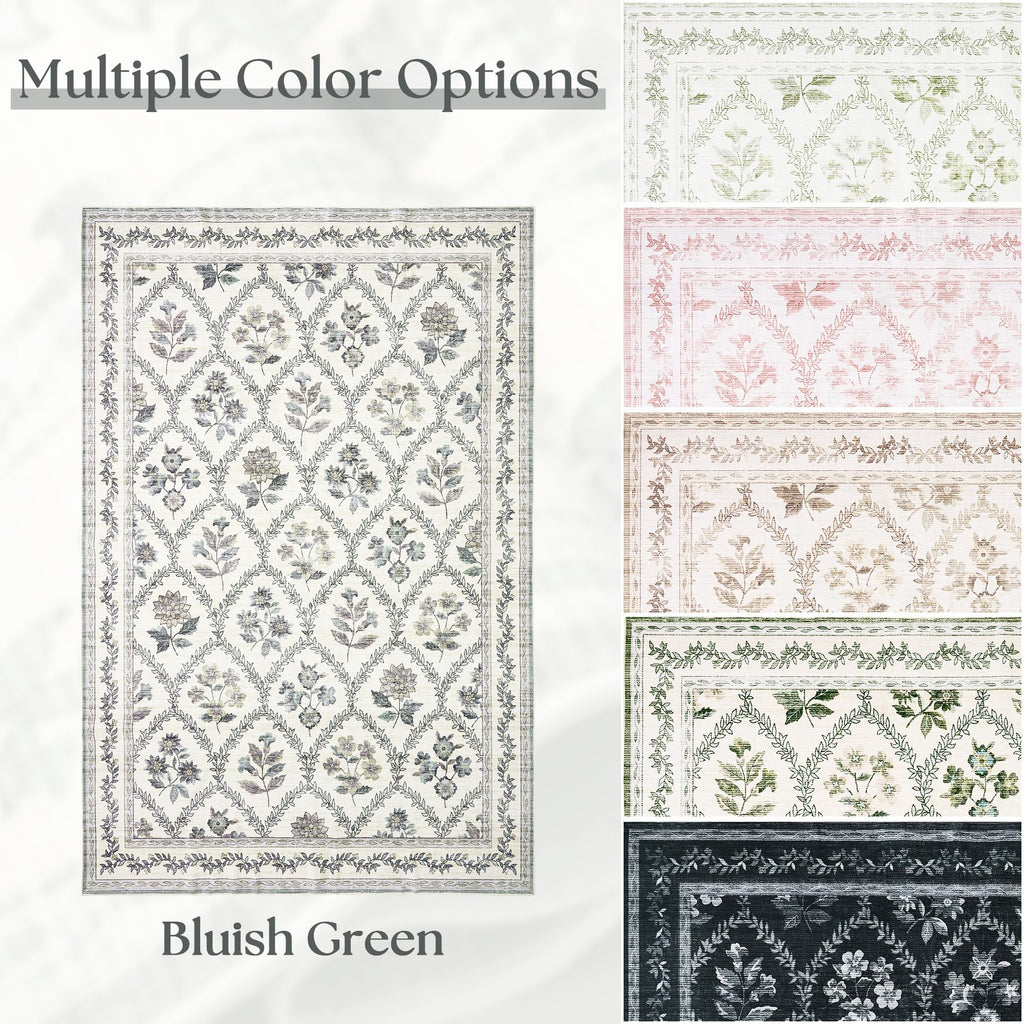 Black Floral Area Rug for Entryway 2x3 Washable Small Rug Low Pile Non Slip Distressed Entry Mat Soft Farmhouse Indoor Entrance Door Mat for Kitchen Bedroom Home Office Black Grey and White
