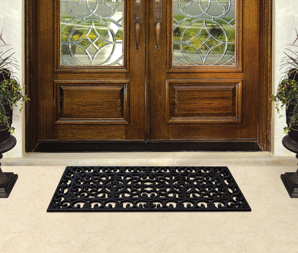 A1 Home Collections 19-LB Heavy Duty Rubber Doormat 24"×57" - Won't Blow Away | Outside Front Door Mat, Mud Dirt Scraper, Non-Slip Drainage Mat for Entryway Patio Garage, All-Weather, 100% Rubber Mats