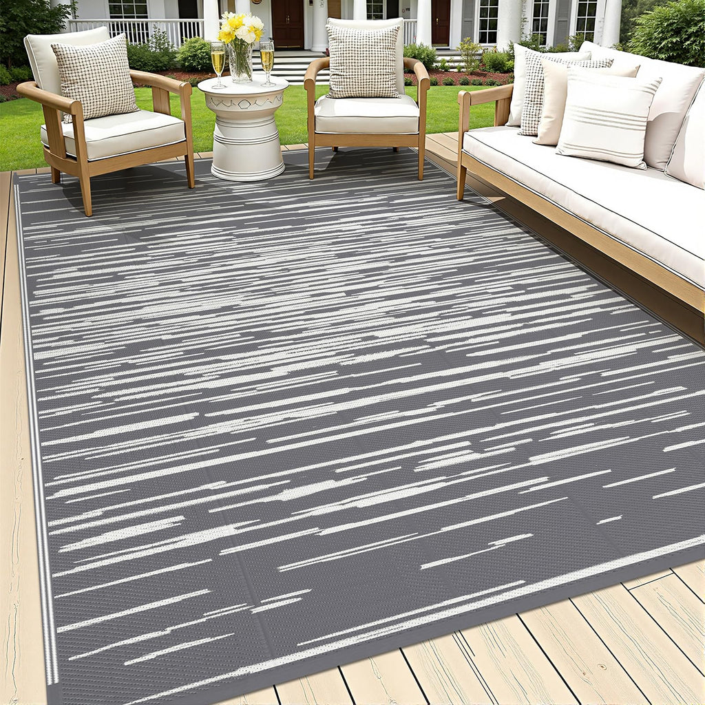 HEBE Checkered Outdoor Rug Waterproof 5x8, Reversible Plastic Straw Rug RV Camping Rug, Indoor Outdoor Patio Mat Clearance, Outside Carpet for Porch,Deck,Camper,Balcony,Backyard,Picnic
