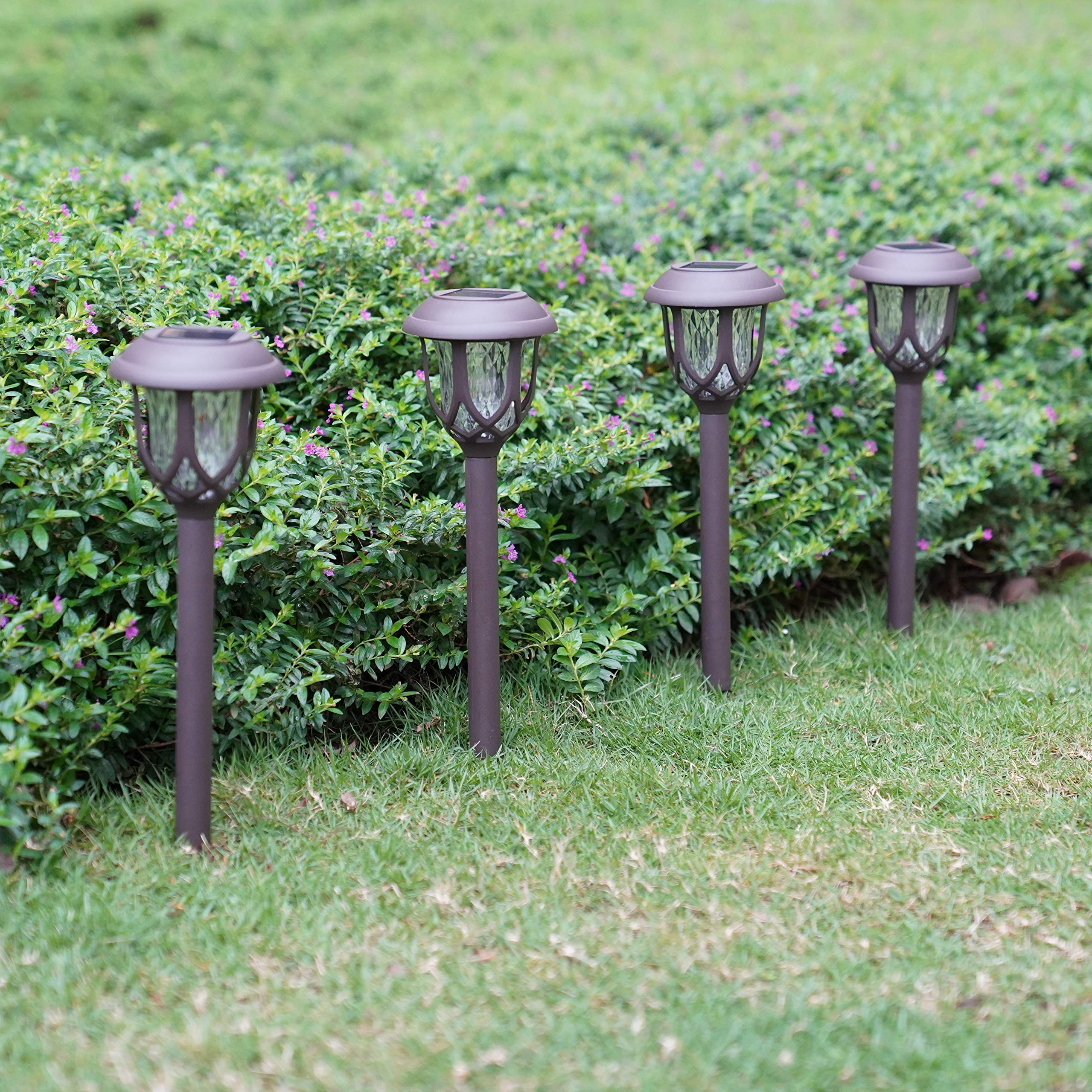 EXCMARK 10 Pack Solar Lights Outdoor Decorative, Solar Pathway Lights Outdoor, Solar Powered Garden Yard Lights for Walkway Sidewalk Driveway. (Black, Cool White)