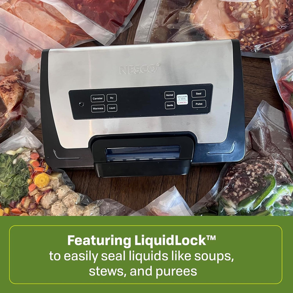 NESCO VS‑22LB Premium Vacuum Sealer for Home Food Storage, Electric Sealing System with LiquidLock™ Technology