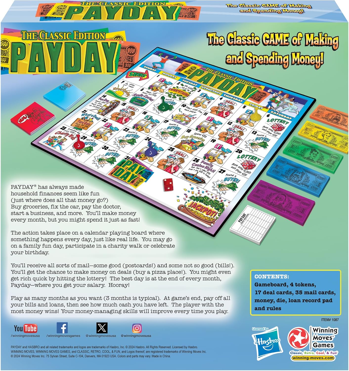 Winning Moves The Game of Pay Day, Make & Spend Money for Fun | Popular 1970's Artwork, 2-4 Players, Ages 8+