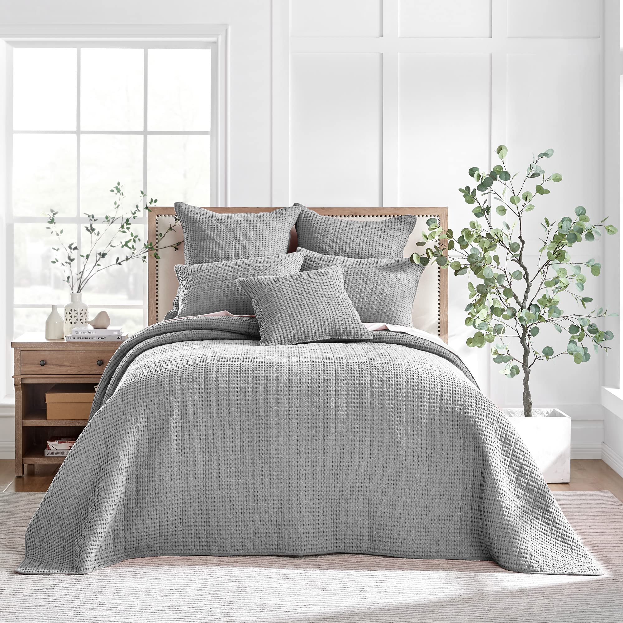 Levtex Home Mills Waffle Twin Bedspread Set (84x104in) with 1 Pillow Sham (26x20in) - Adobe - 100% Cotton Twin Size Bedspread Set - Lightweight, Soft, Pre-Washed