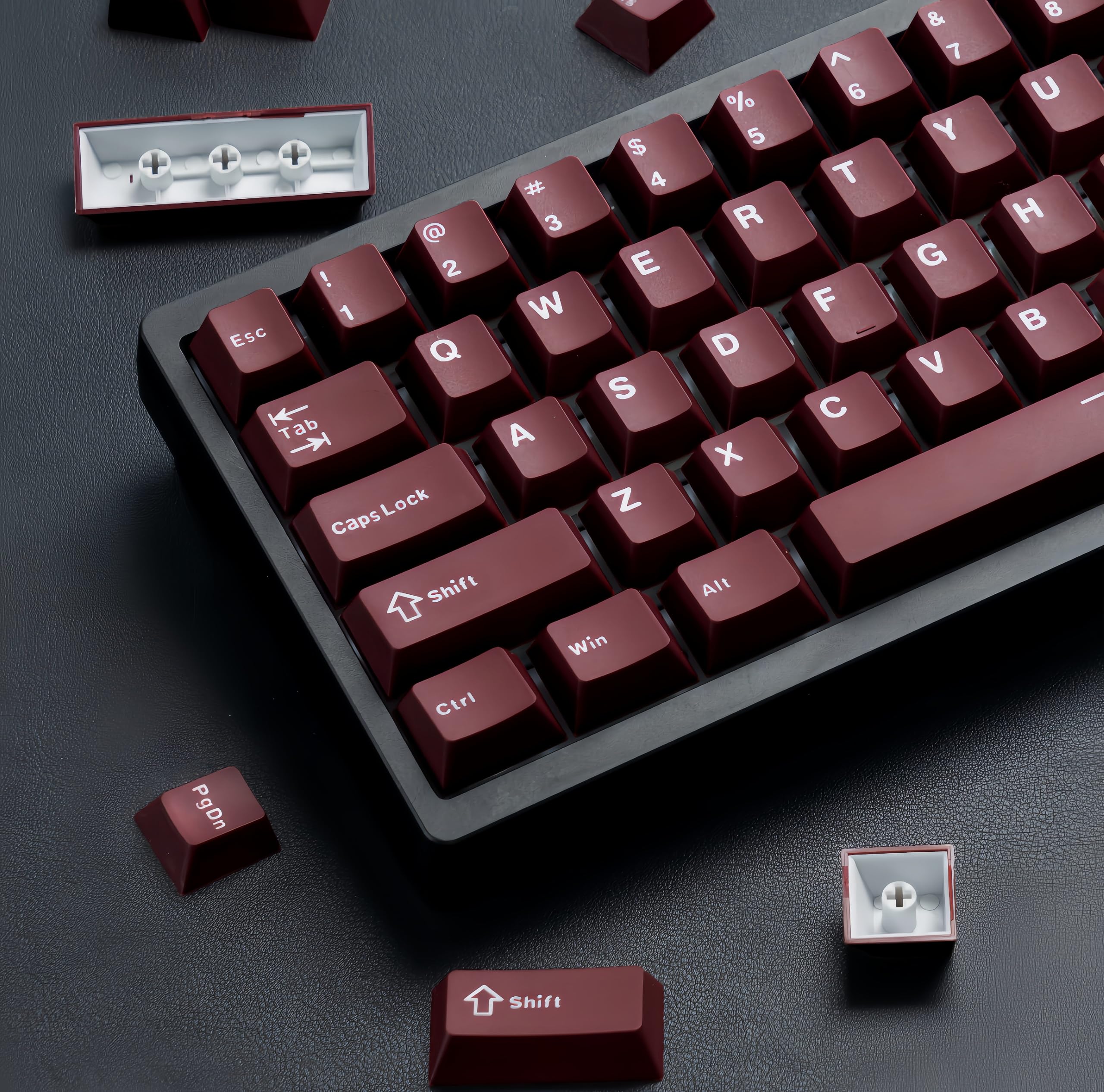 dagaladoo Black Topographic keycaps Double Shot PBT keycaps Shine Through Keyboard Keys Side Printed Key caps Cherry Profile Custom keycap Set for100%, 75%, 65%, 60% US Layout Mechanical Keyboard