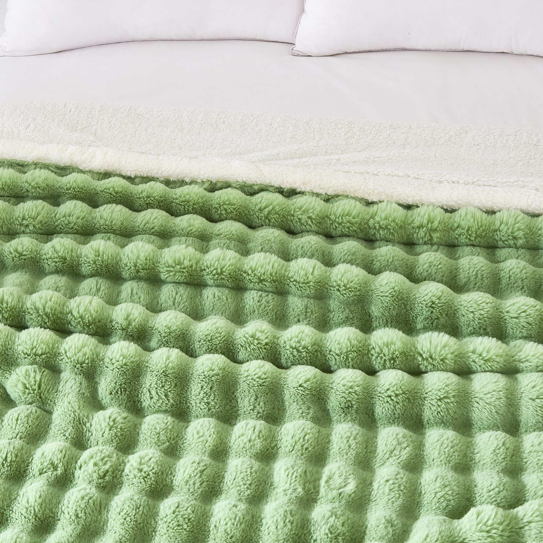 50x60 Inches Ultra-Soft Fuzzy Faux Fur Plush Throw Blanket - Thick, Warm Sherpa for Couch, Sofa, Bedroom, Camping - Decorative Blanket for Cozy Warmth, Bubble Grey