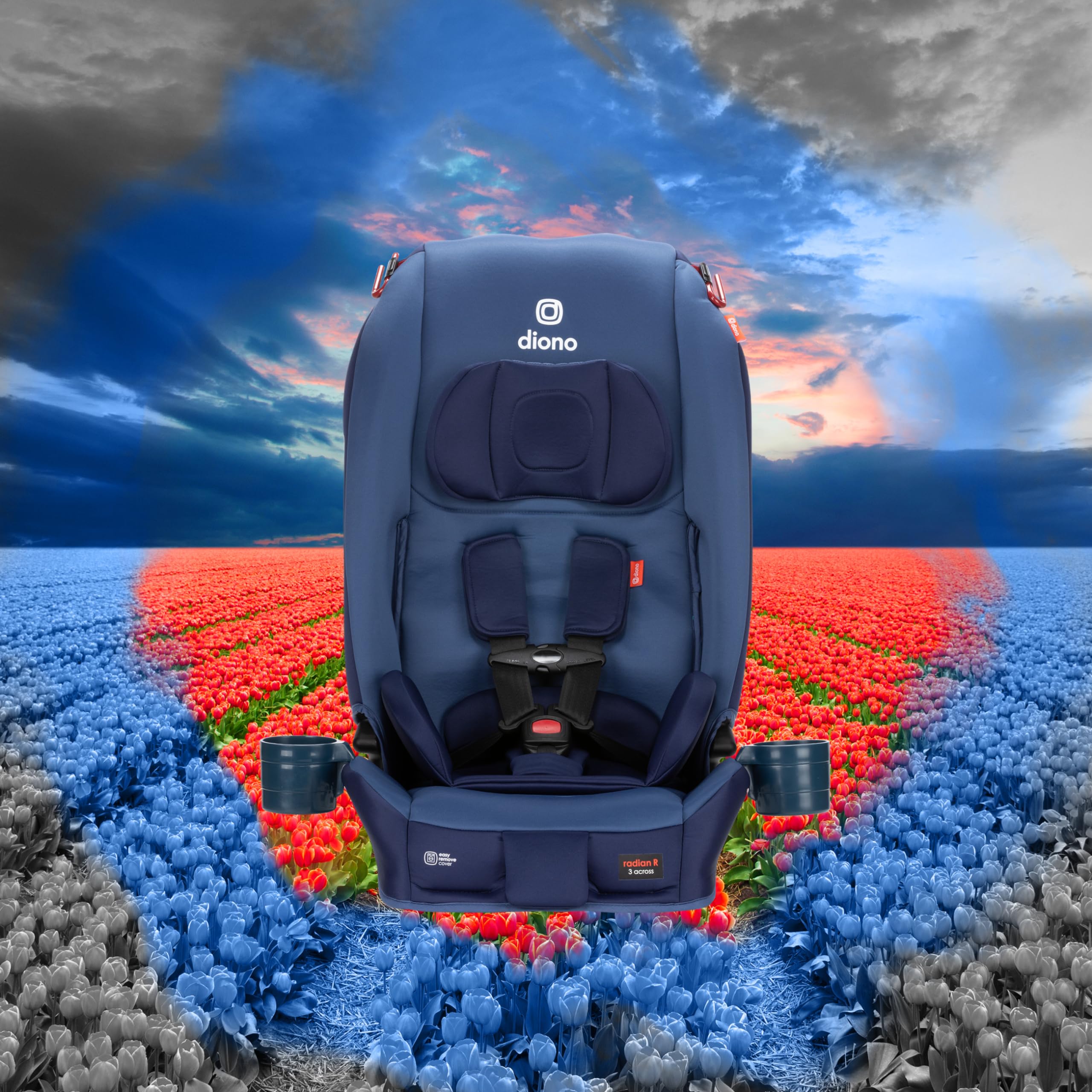 Diono Radian 3R, 3-in-1 Convertible Car Seat, Rear Facing & Forward Facing, 10 Years 1 Car Seat, Slim Fit 3 Across, Jet Black
