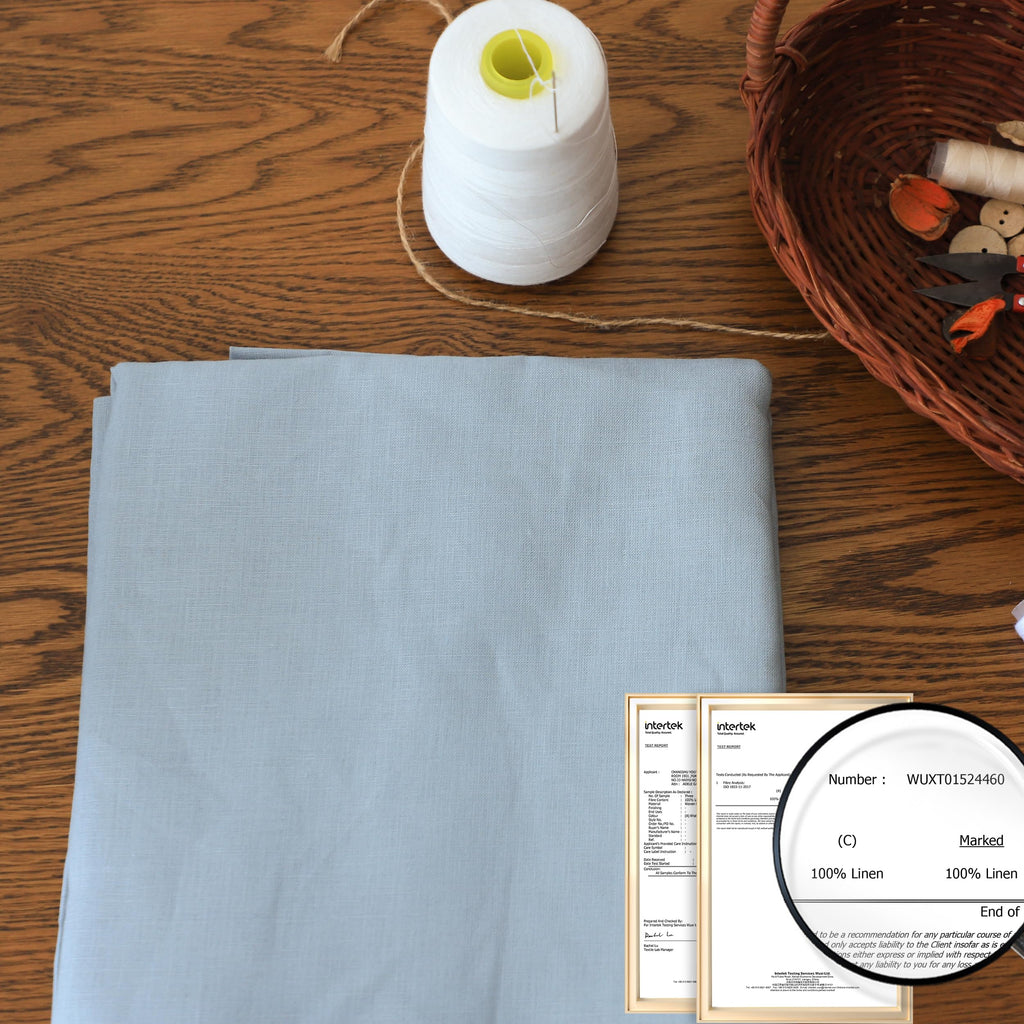 Simple&Opulence 100% Nature Pure Linen Fabric 78 Inch by The Yard, Plain Solid Color Linen Fabric for Sewing, Embroidery, Clothing, Needlework, Bag, Tablecloths, Garments Craft Accessories(Dusty Blue)