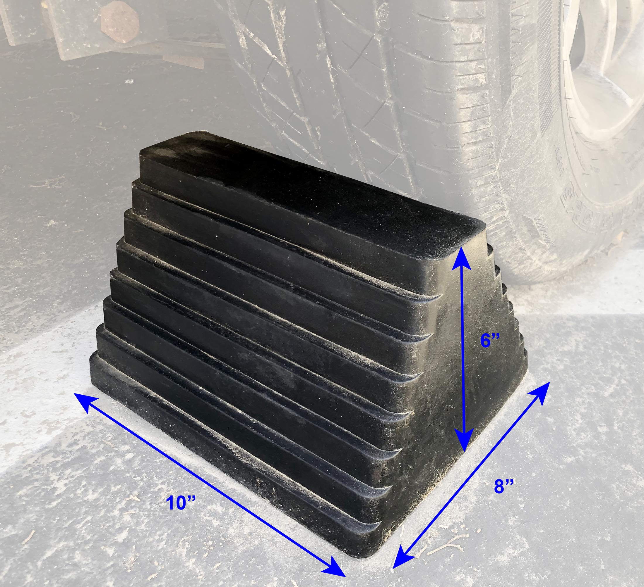 MaxxHaul 70073 Solid Rubber Heavy Duty Wheel Chock with Eyebolt (Pack of 2)
