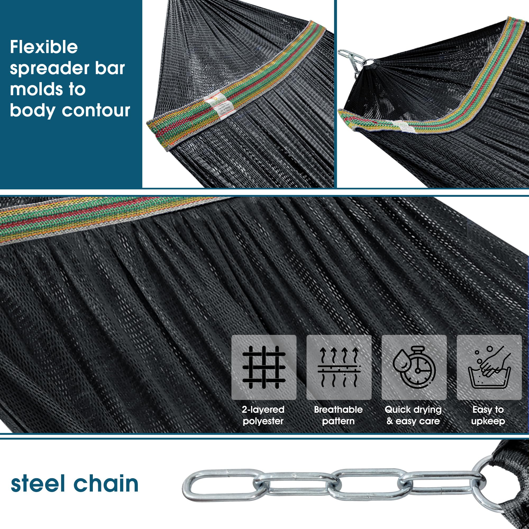 Tranquillo Unity Adjustable Hammock Stand, Hammocks Stands for The Garden, 800 lbs Capacity Steel Double Hammock Stand for 2 Persons, Premium Pre-Assembled Stand (Steel, Aegean)