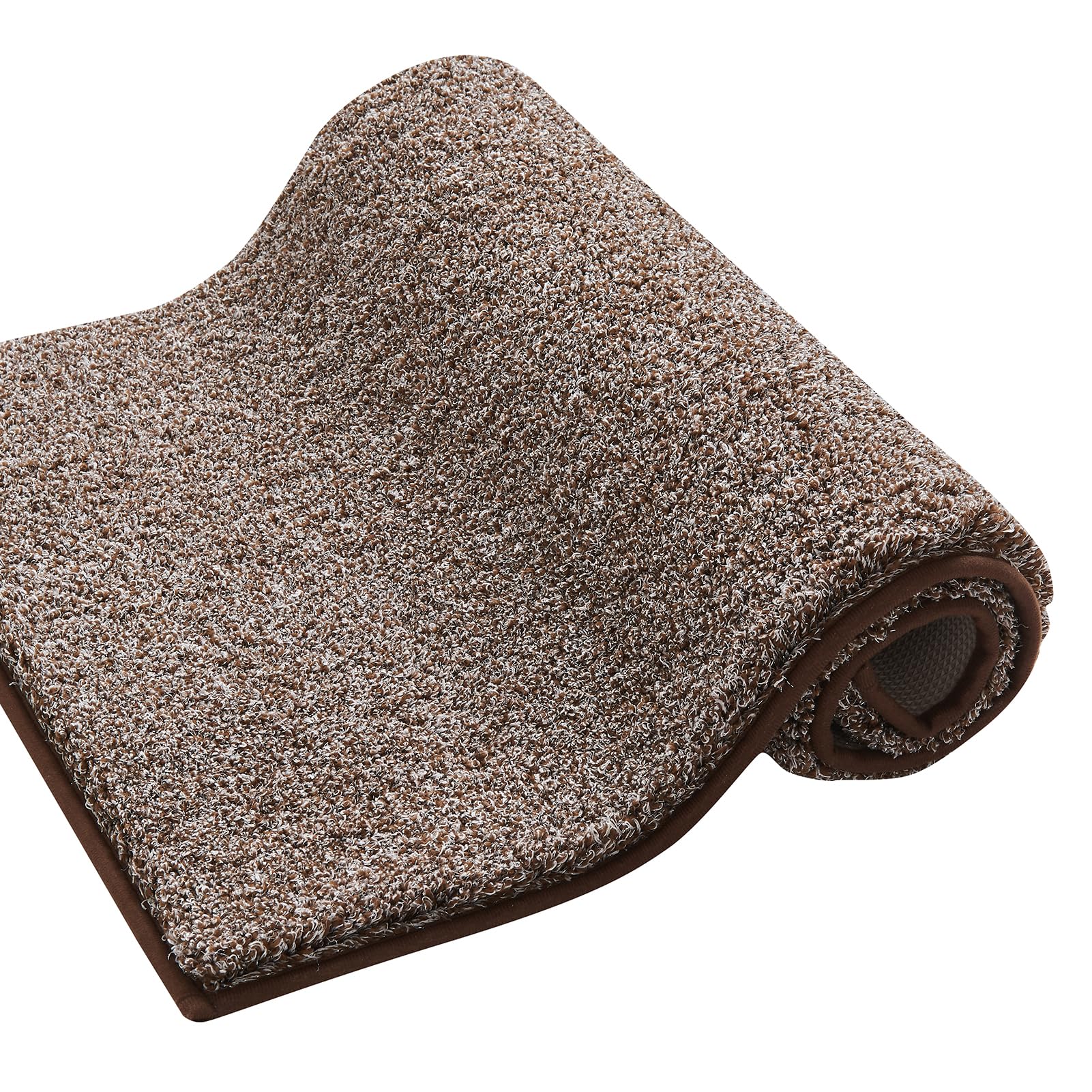 CozeCube Circle Fleece Bath mats for Bathroom, Fluffy Absorbent, Melange Quick Dry Microfiber Bath Rugs, Non Slip Washable Shower Mat Gifts, Brown, 24" X 16"