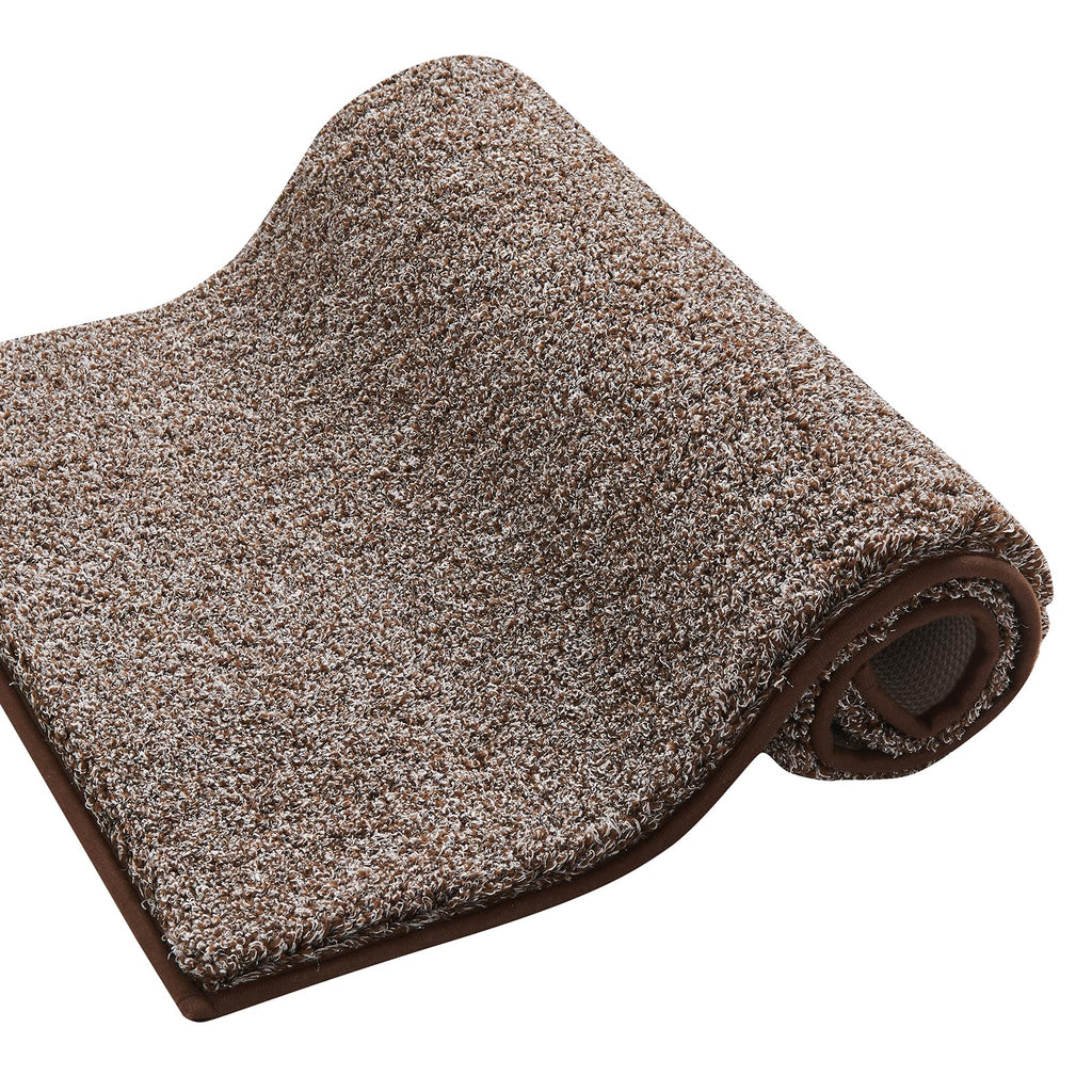 CozeCube Circle Fleece Bath mats for Bathroom, Fluffy Absorbent, Melange Quick Dry Microfiber Bath Rugs, Non Slip Washable Shower Mat Gifts, Brown, 24" X 16"