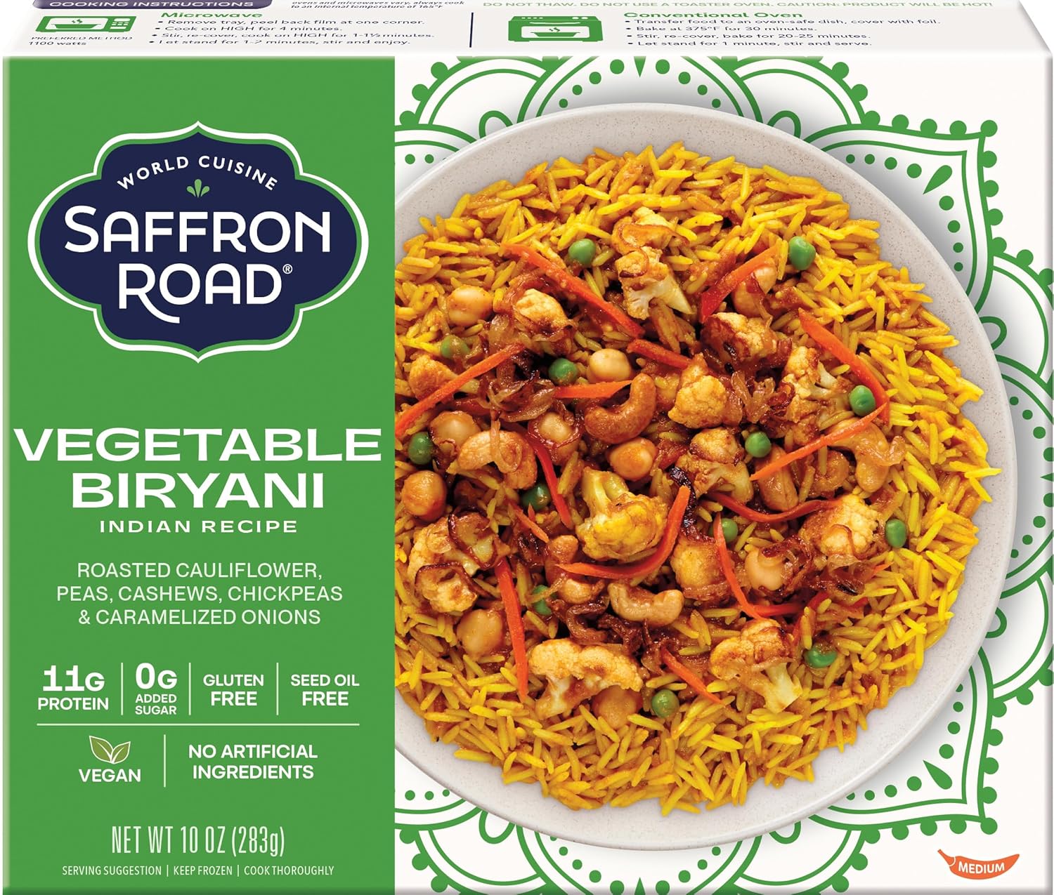 Saffron Road Frozen Vegetable Biryani – Seed Oil Free, No Artificial Ingredients, Gluten-Free, Vegan – 10 Ounce