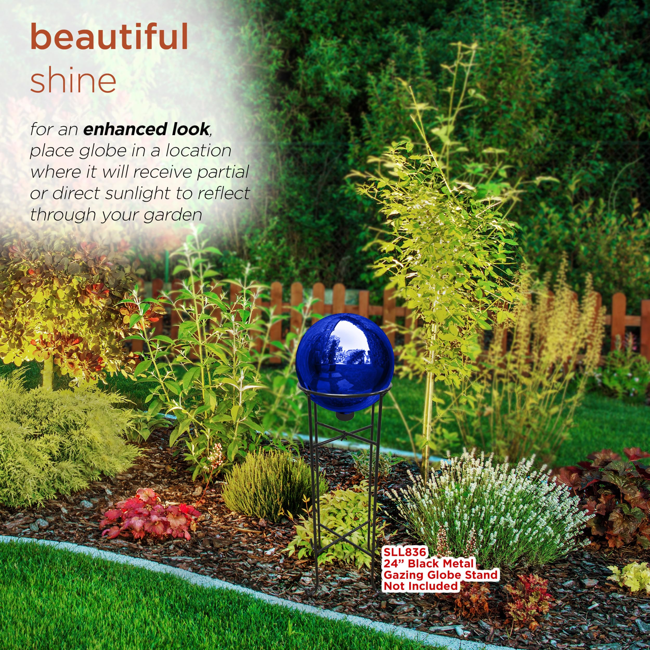 Alpine Corporation | 10" Indoor/Outdoor Glass Gazing Globe — Festive Garden & Yard Décor Accent — Blue