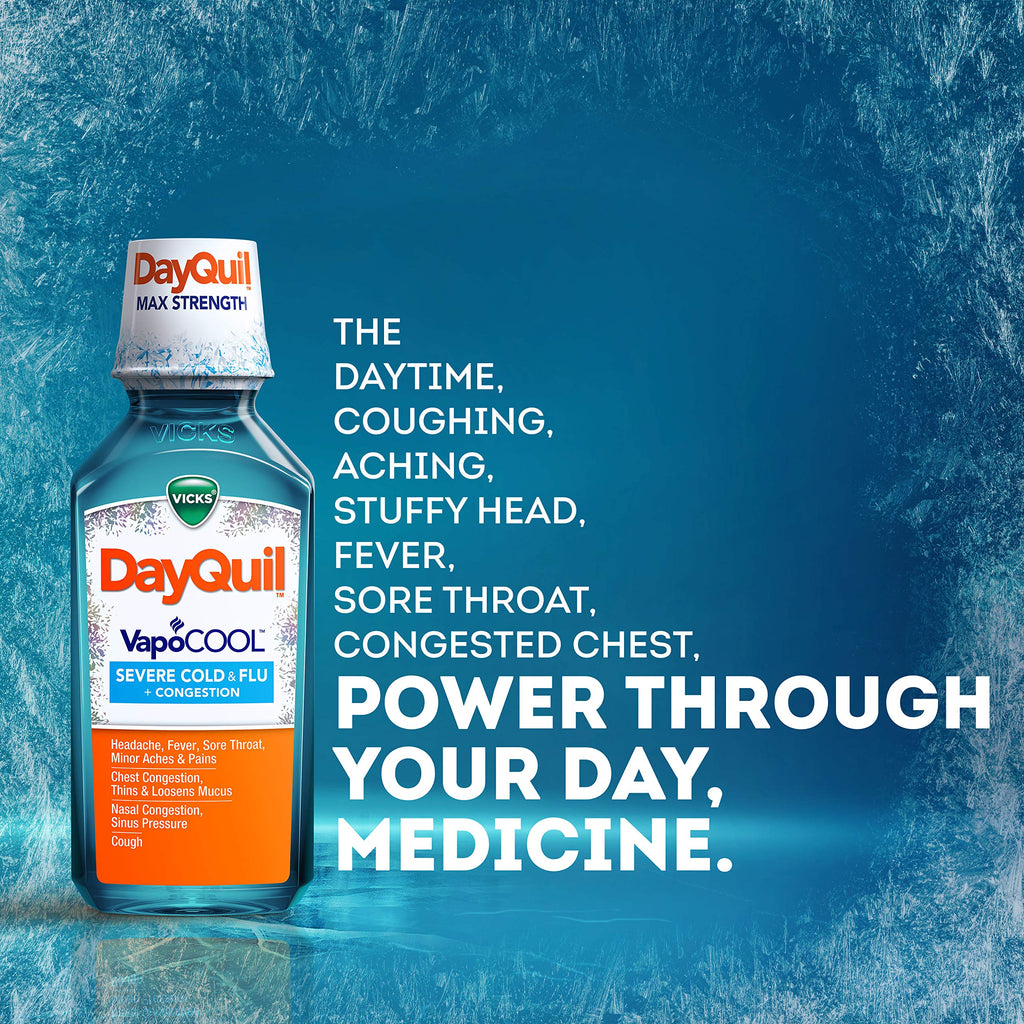 Vicks DayQuil & NyQuil SEVERE Cold & Flu Medicine, Relief for Headache, Fever, Sore Throat, Minor Aches & Pains, Nasal Congestion, Sinus Pressure, Stuffy Nose, and Cough, Co-Pack, 2 x 12 OZ