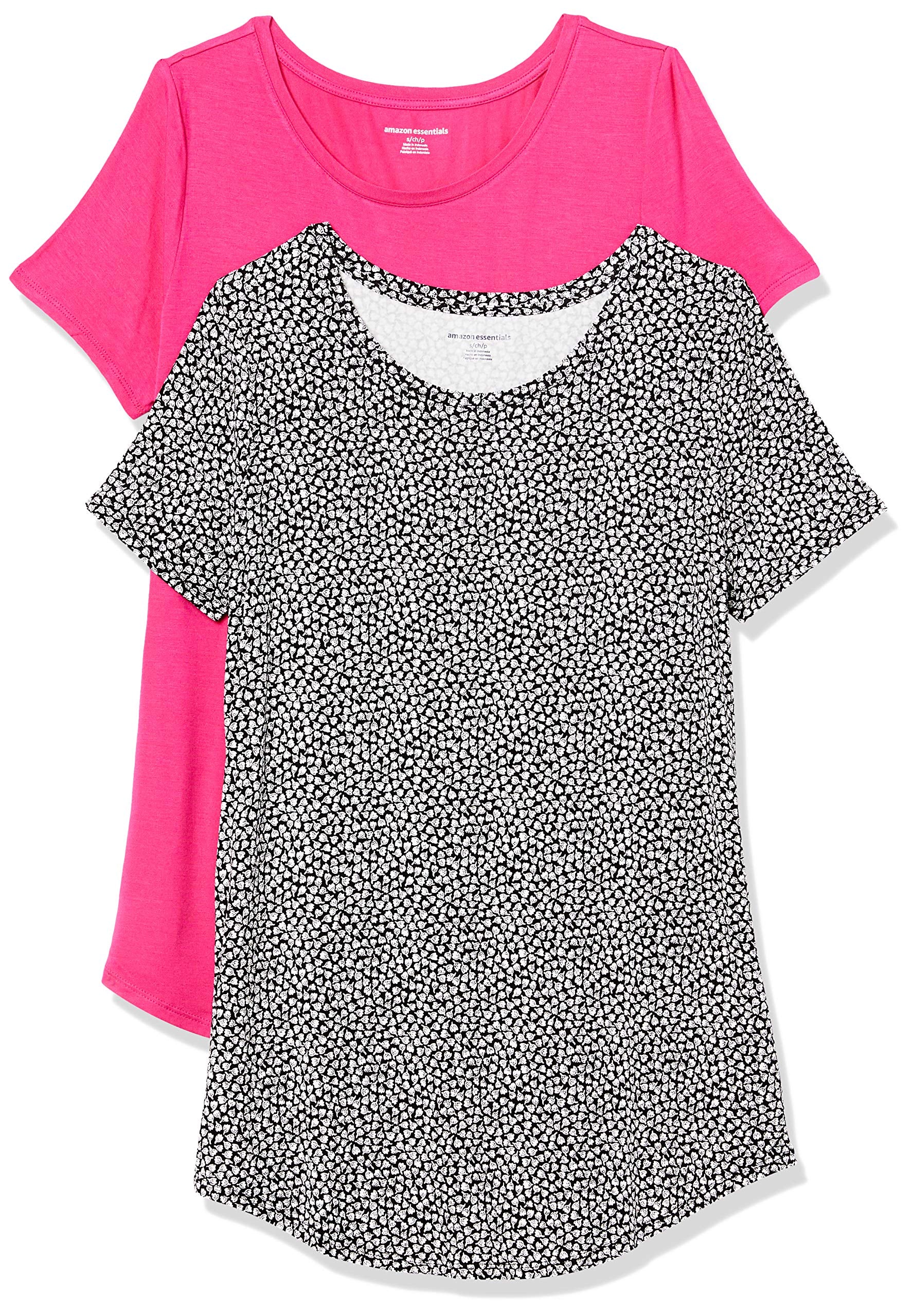 Amazon Essentials Women's Short-Sleeve Scoopneck Tunic Tops, Pack of 2