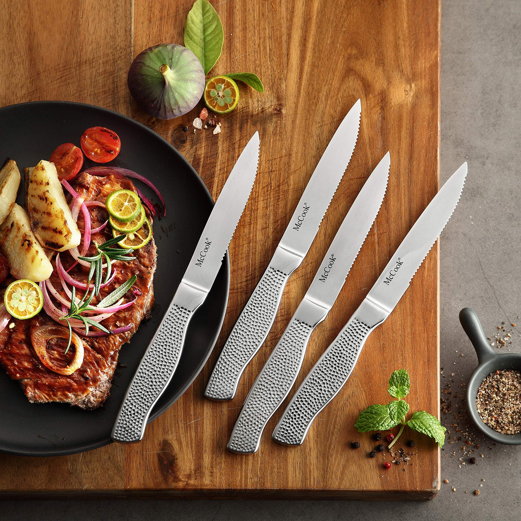 McCook® Knife Sets,German Stainless Steel Kitchen Knife Block Set with Built-in Sharpener, 20-Piece Razor-Sharp Kitchen Knives, Forged Triple Rivet,Full Tang,Ergonomic Handle,Elegant Box for Gift