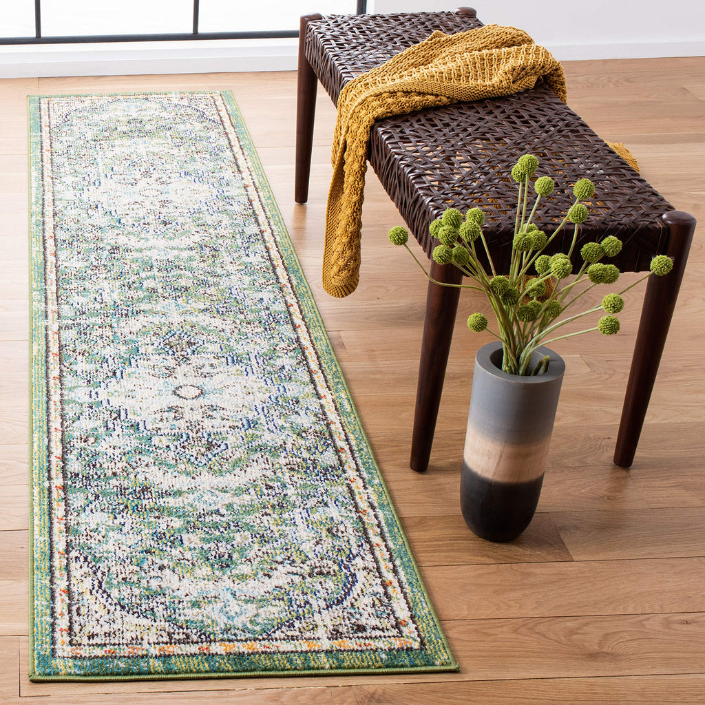 SAFAVIEH Madison Collection Accent Rug - 2'2" x 4', Beige & Black, Medallion Distressed Design, Non-Shedding & Easy Care, Ideal for High Traffic Areas in Entryway, Living Room, Bedroom (MAD447B)