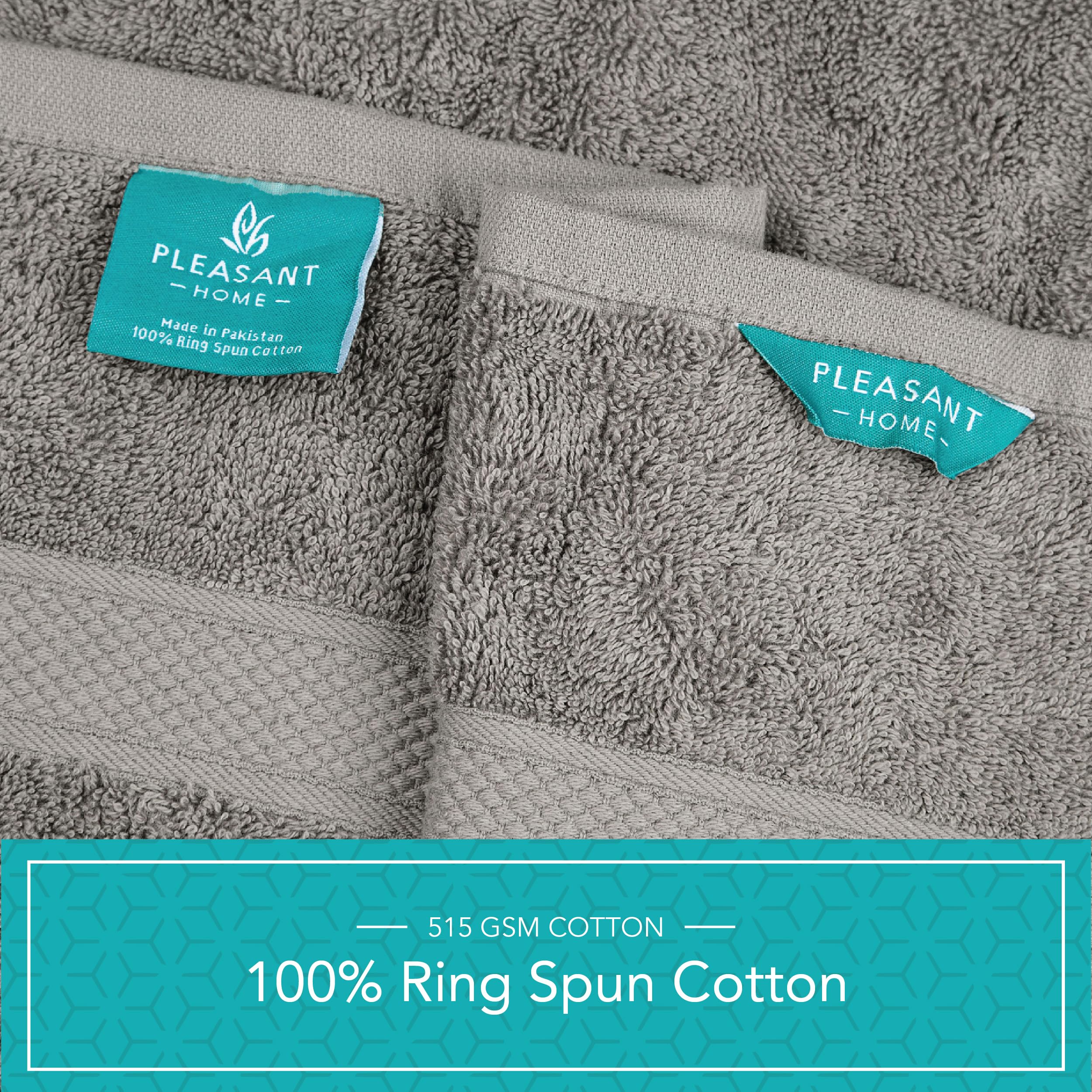 Pleasant Home Bath Towels Set of 6 (24” x 50”) 100% Cotton, 515 GSM | Lightweight, Soft & Highly Absorbent Luxury Towels for Bathroom | for Gym, Pool & Spa | 6 Pack, Gray