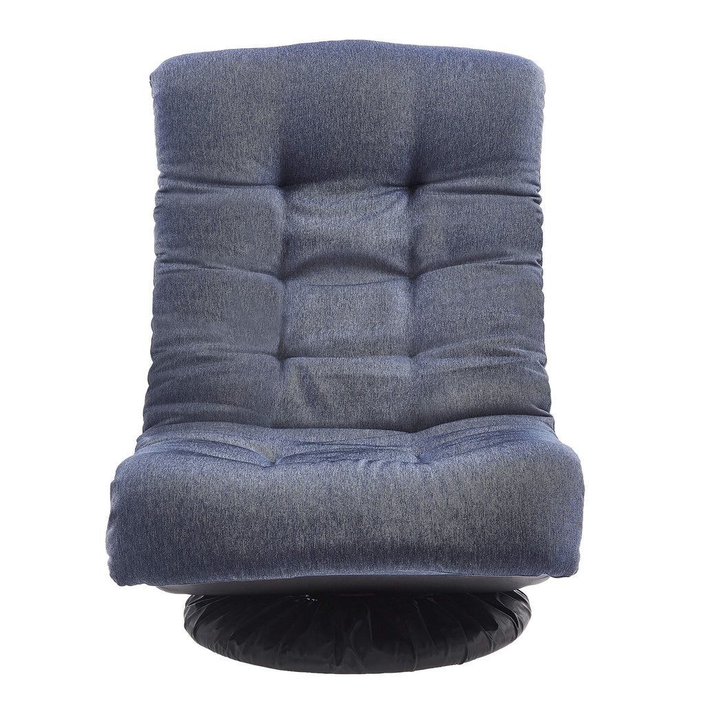Amazon Basics Swivel Foam Lounge Chair with Headrest, Adjustable Backrest, Floor-Compatible, Foldable, Gaming, 26.3"D x 23.5"W x 13.7"H, Denim Blue