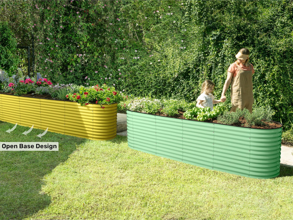 9-in-1 Galvanized Steel Raised Garden Bed // 8×2×1.5 ft Modular Planter for Gardening, Vegetables, Flowers // 18" Tall Metal Raised Garden Beds Outdoor (Dark Green) // Patented Design Planter Box