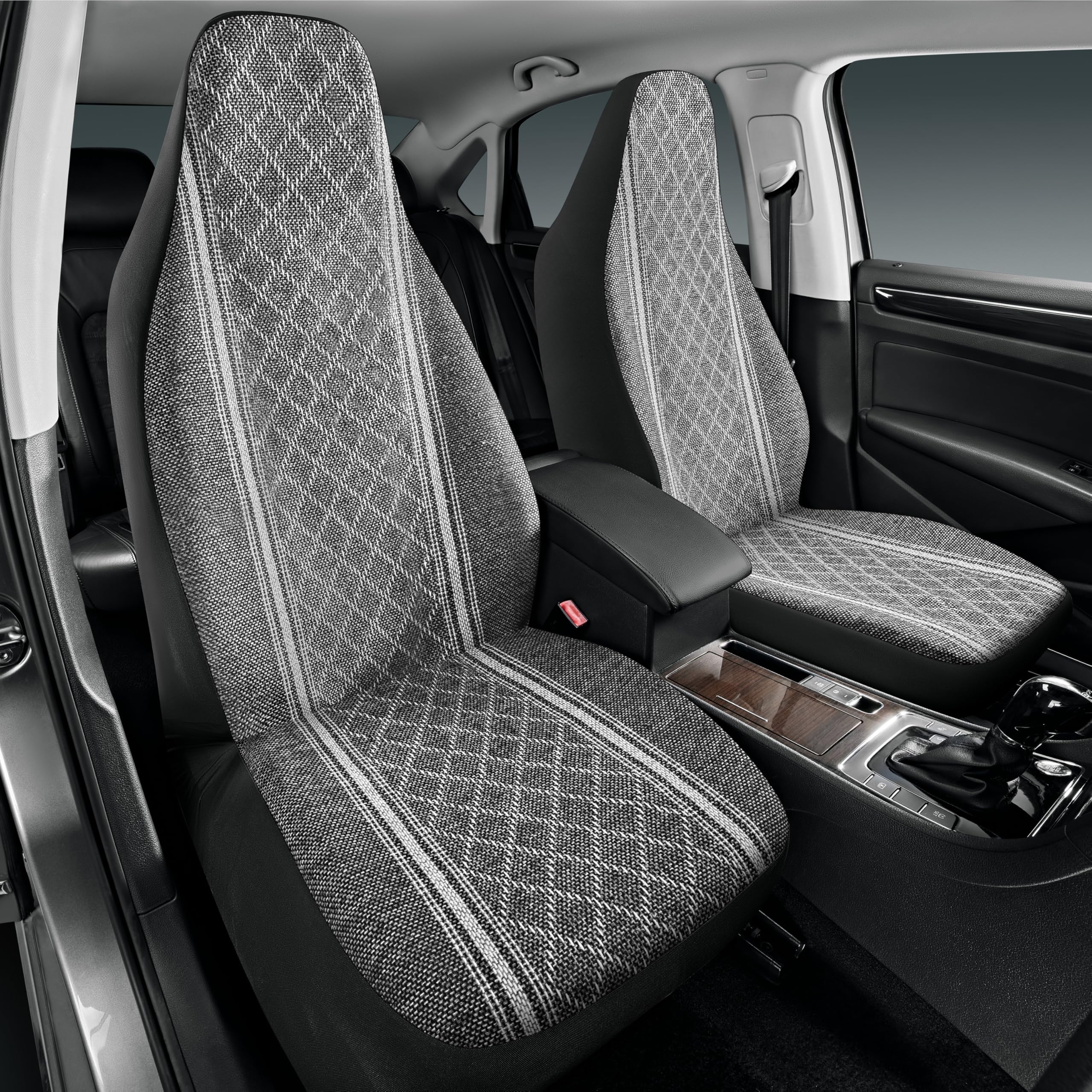 Road Comforts Baja Blanket Seat Covers Gray Diamond Bucket Seat Covers Low Back Full Set - Jacquard Fabric, Airbag Compatible, Universal Fits for Most Cars, Truck, SUV, Vans